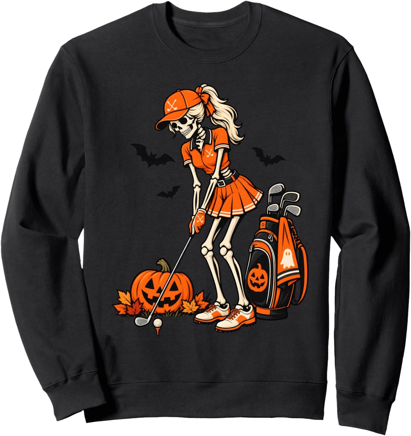 Funny Female Skeleton Golf Halloween for Golfer Women Sweatshirt - Trending POD product with BSR 1,413,060
