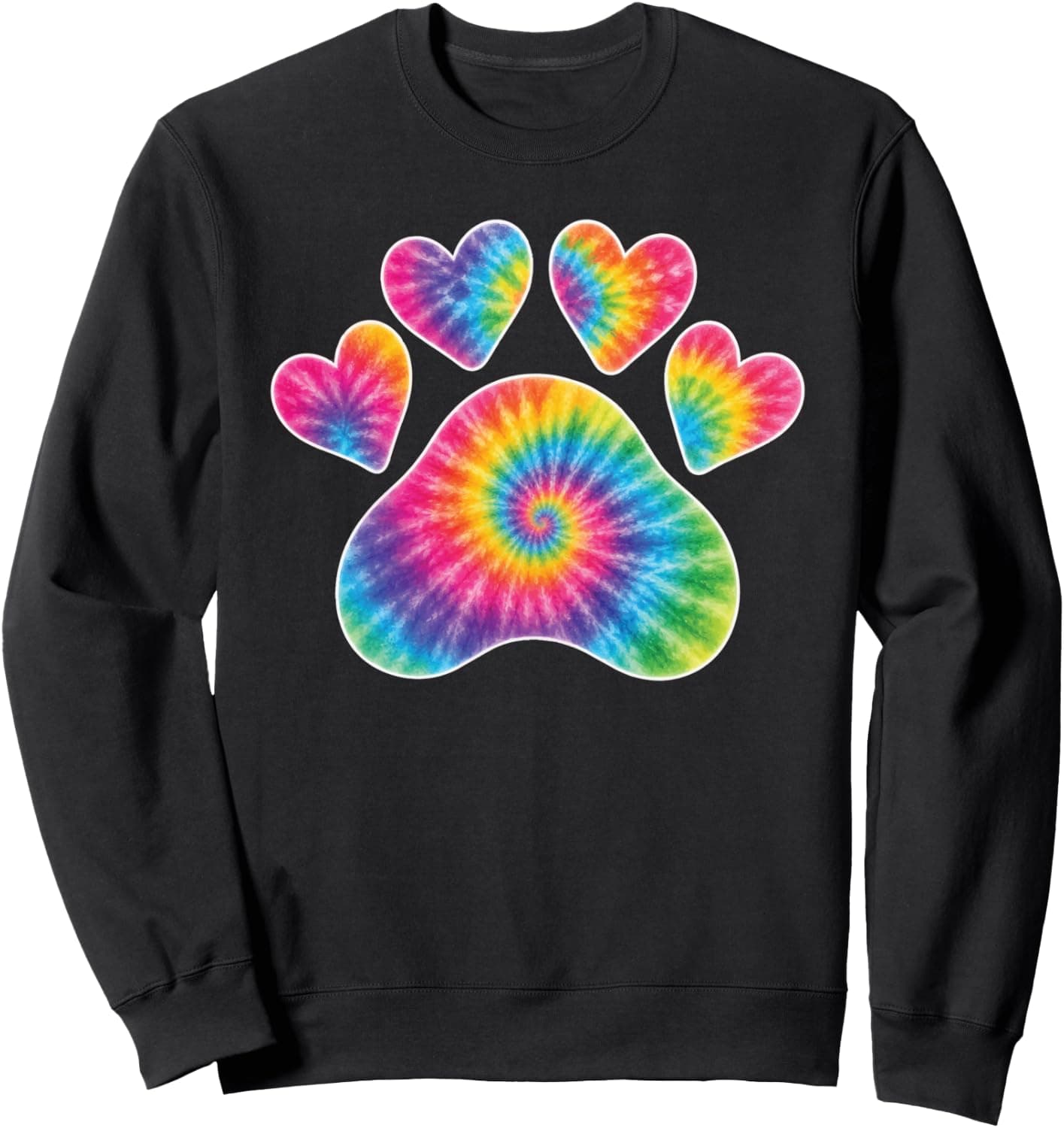 Dog Mom Paw Print Tie Dye Rainbow Heart Graphic for Women Sweatshirt - Trending Amazon merch on demand shirt with BSR 1,685,697
