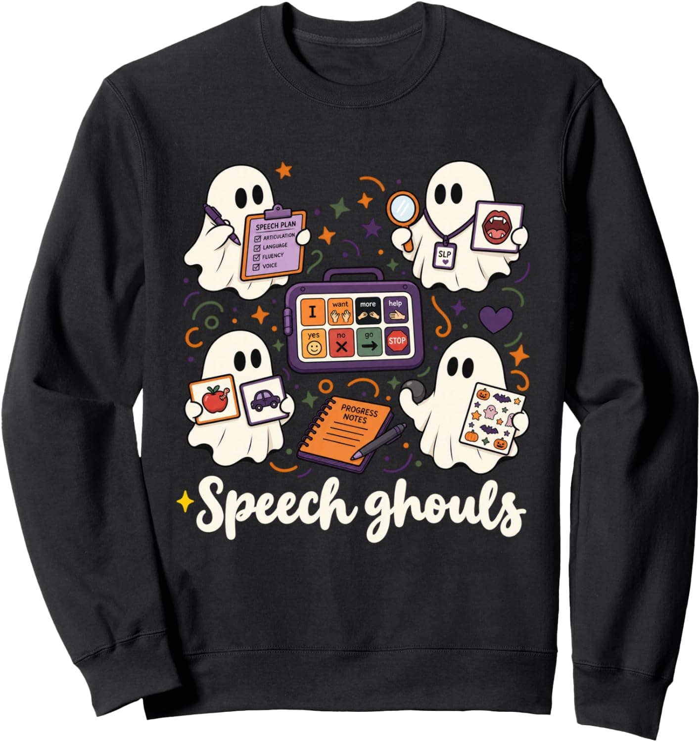 Halloween Speech Therapy Spooky Language SLP Ghost Teacher Sweatshirt - Trending Amazon merch on demand shirt with BSR 651,283