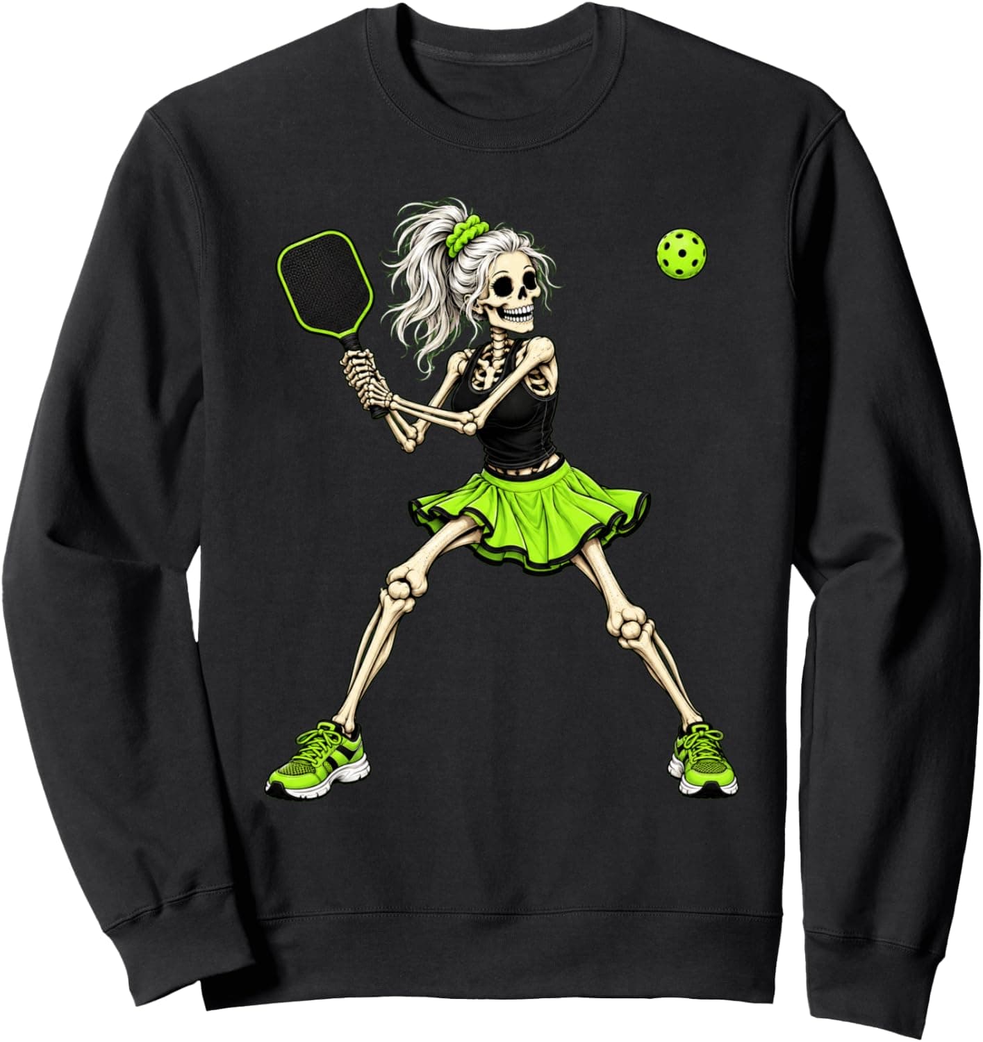 Funny Pickleball Skeleton Halloween Sport Spooky Women Girls Sweatshirt - Trending Amazon merch on demand shirt with BSR 1,356,830