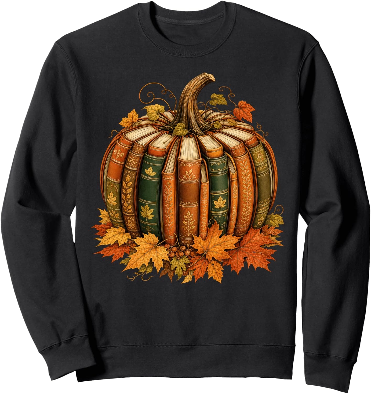 Retro Fall Book Pumpkin Reading Teacher Books Thanksgiving Sweatshirt - Trending Amazon merch on demand shirt with BSR 943,300