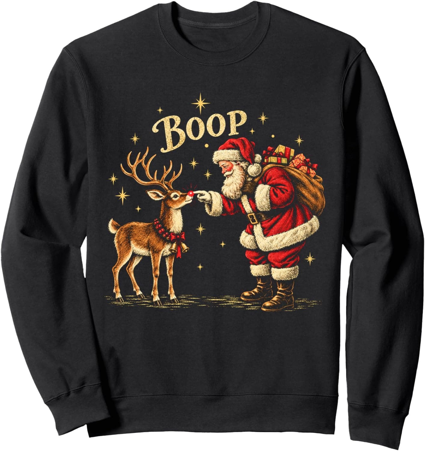 Santa Boop Reindeer Red Nose Funny Christmas Sweatshirt - Trending Amazon merch on demand shirt with BSR 1,044,145
