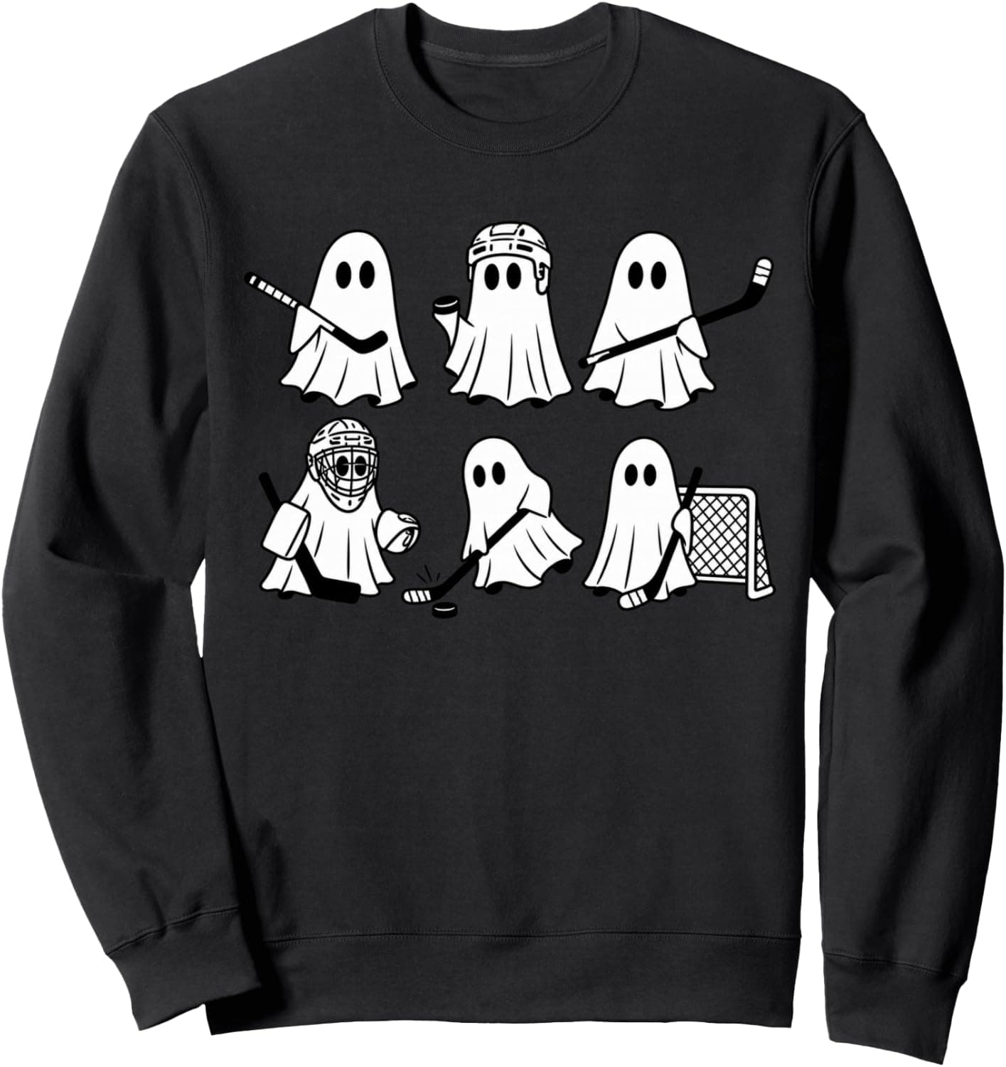 Halloween Hockey Ghosts Funny Spooky Hockey Player Sweatshirt - Trending Amazon merch on demand shirt with BSR 1,217,683
