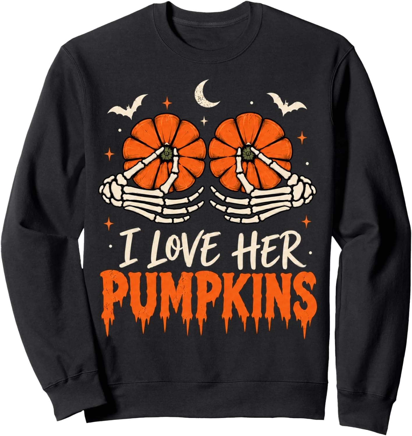 I Love Her Pumpkins Funny Halloween Couple Matching Sweatshirt - Trending Amazon merch on demand shirt with BSR 867,102