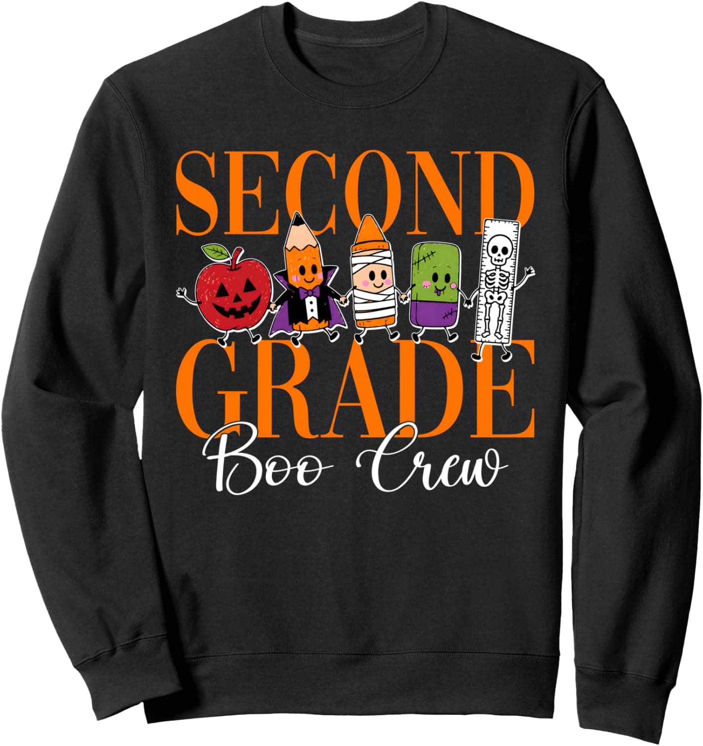 2nd Grade Boo Crew Spooky Second Grade Halloween Teacher Sweatshirt - Trending Amazon merch on demand shirt with BSR 1,084,018