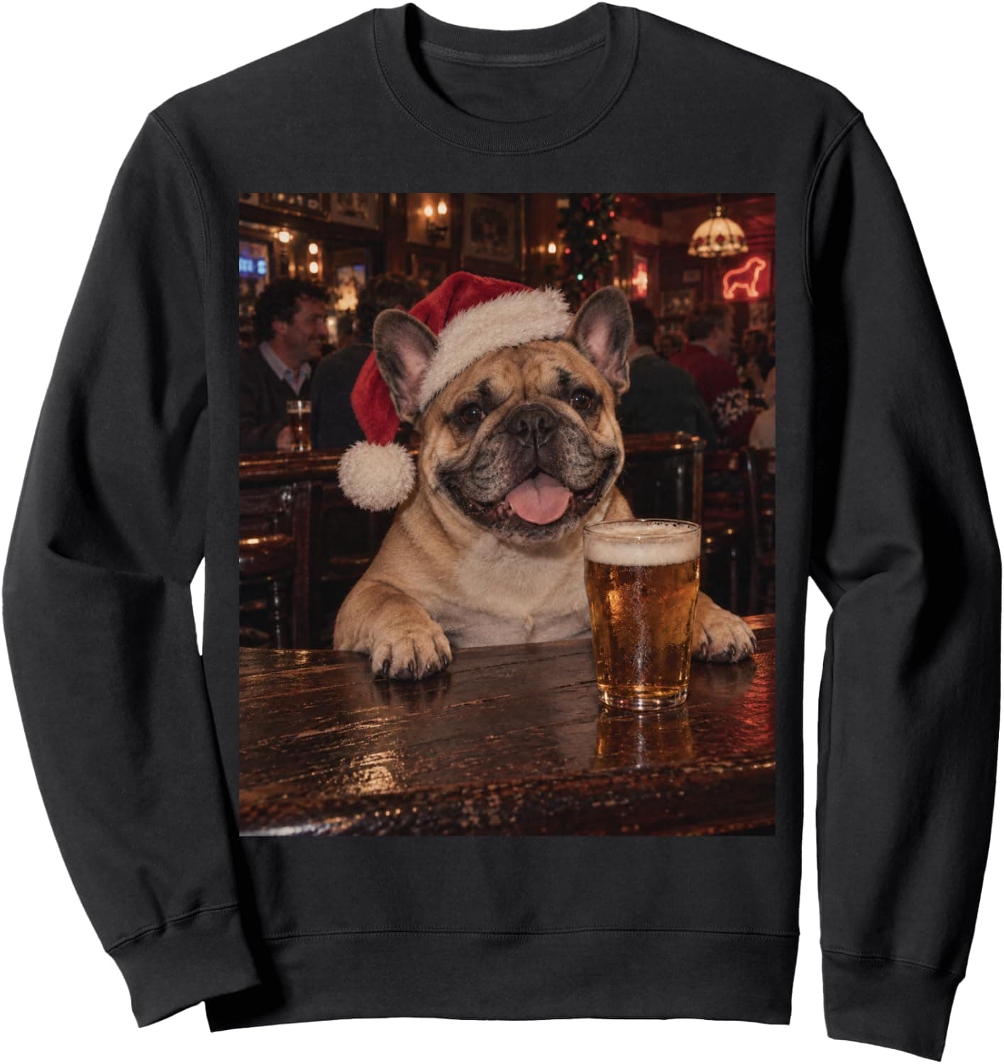 Funny Selfie French Bulldog Santa Hat Christmas Pub Dog Sweatshirt - Trending Amazon merch on demand shirt with BSR 2,443,855