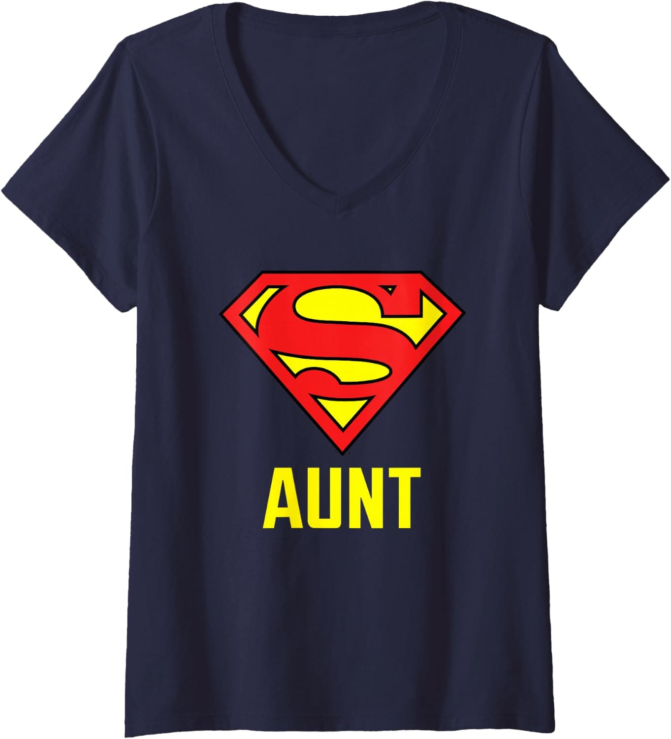 Women's Superman Super Aunt V-Neck T-Shirt - Trending Amazon merch on demand shirt with BSR 1,290,229