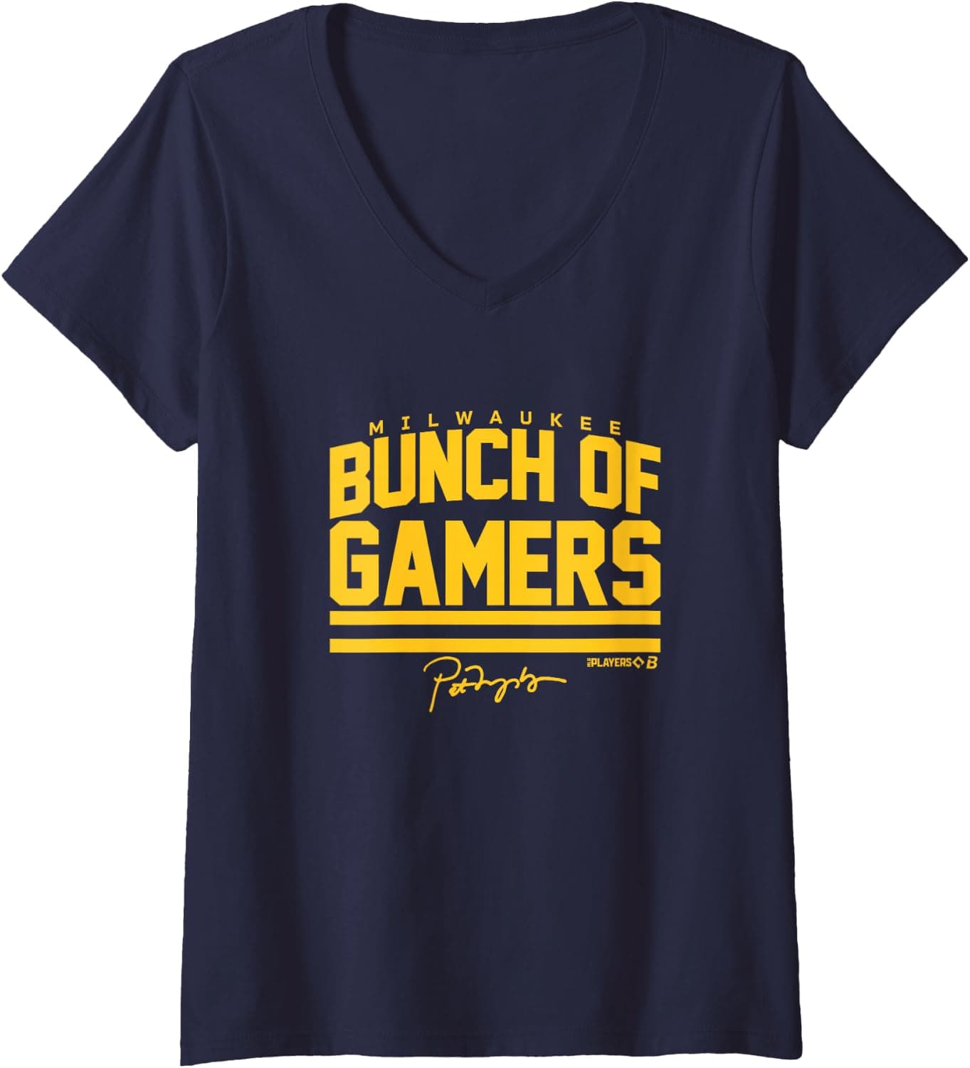 Women's Pat Murphy - Bunch of Gamers (Navy) - Milwaukee Baseball V-Neck T-Shirt - Trending Amazon merch on demand shirt with BSR 2,192,790