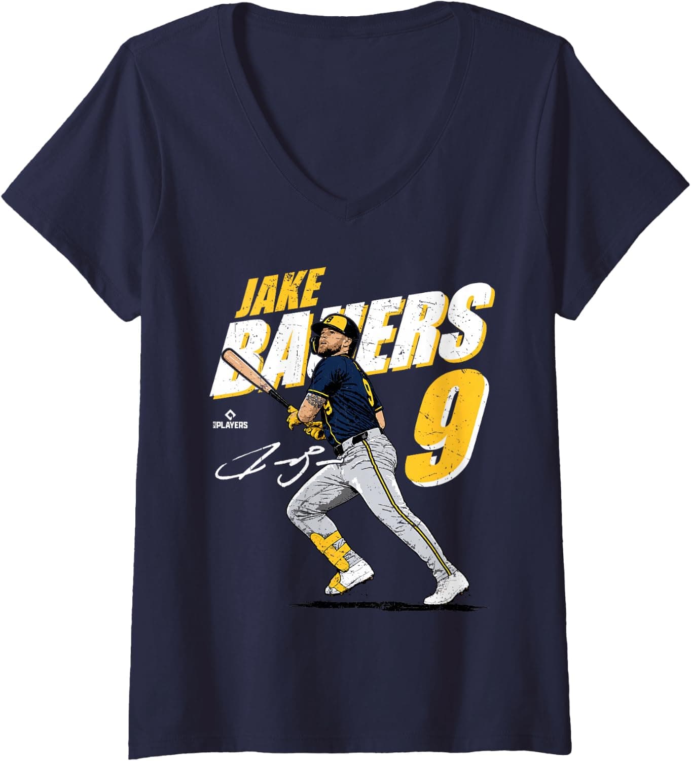 Women's Jake Bauers | Milwaukee MLB Baseball | MLBJBA204M V-Neck T-Shirt - Trending Amazon merch on demand shirt with BSR 1,290,665