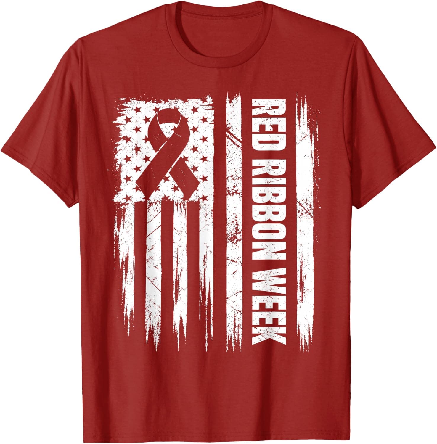 US Flag Red Ribbon Week Awareness Patriotic Men Women T-Shirt - Trending POD product with BSR 659,399