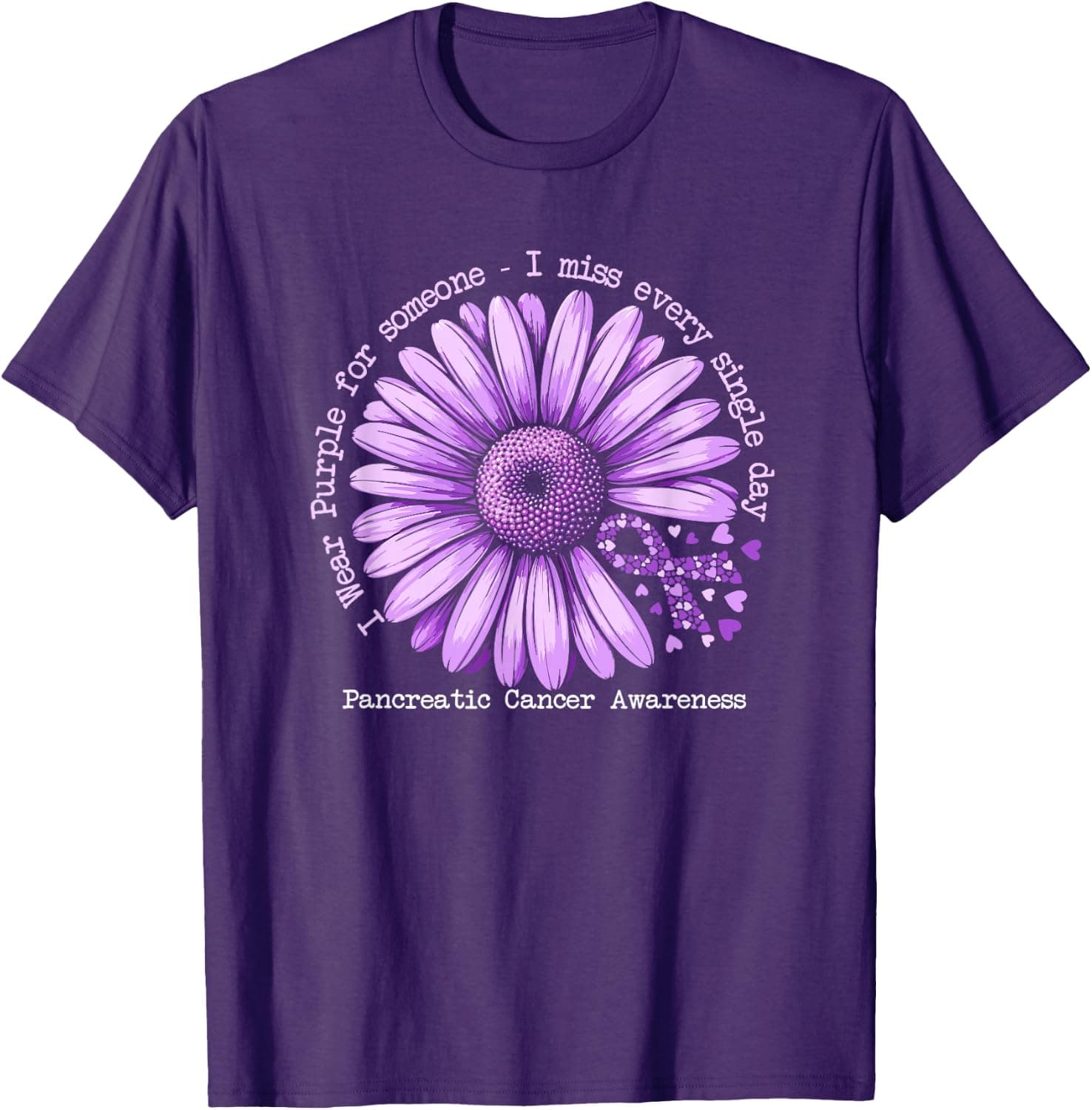 I Wear Purple for Someone I Miss Every Day Pancreatic Cancer T-Shirt - Trending Amazon merch on demand shirt with BSR 918,579