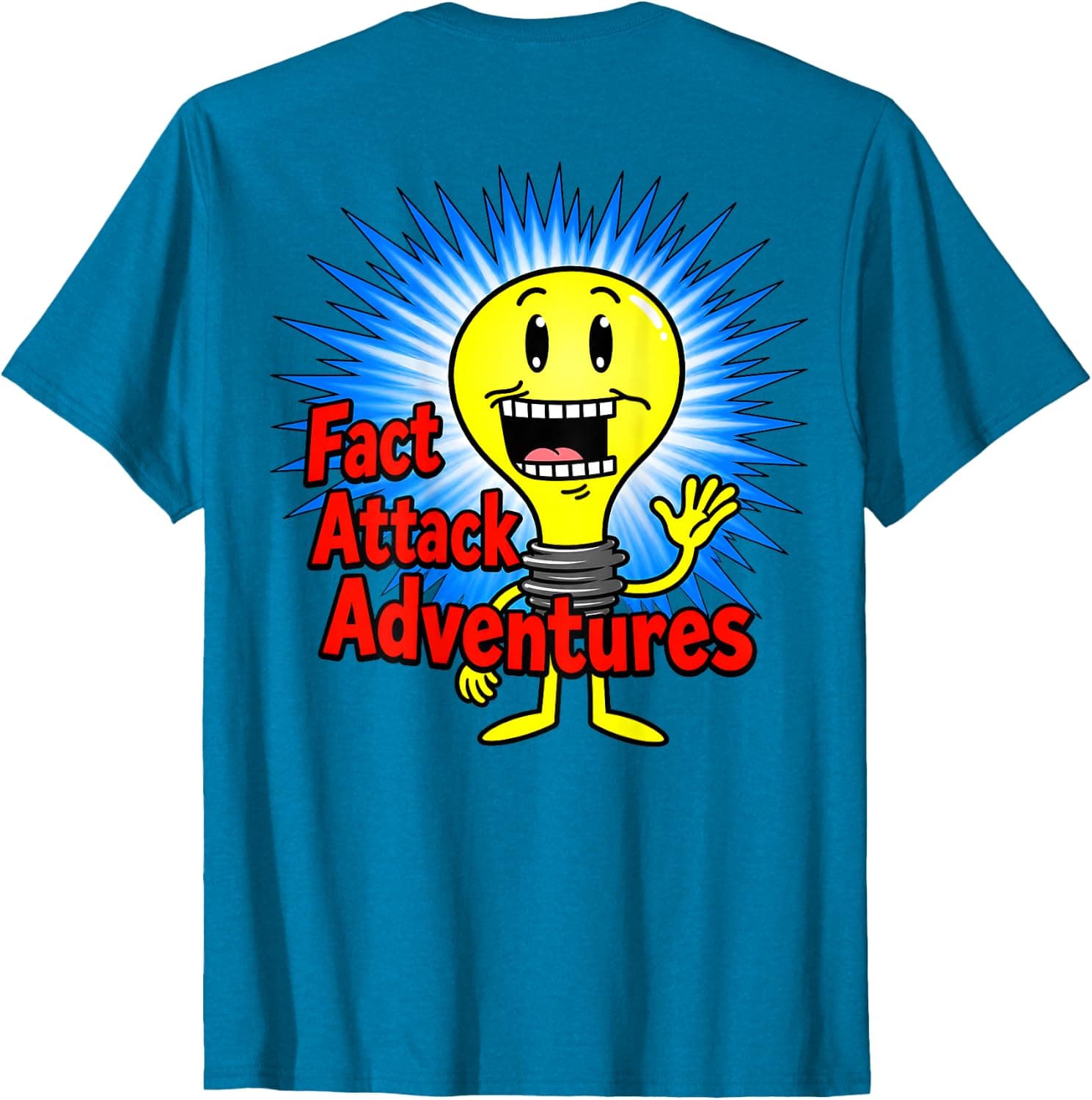 Fact Attack Adventures Light Bulb (ON Back) T-Shirt - Trending POD product with BSR 1,076,727