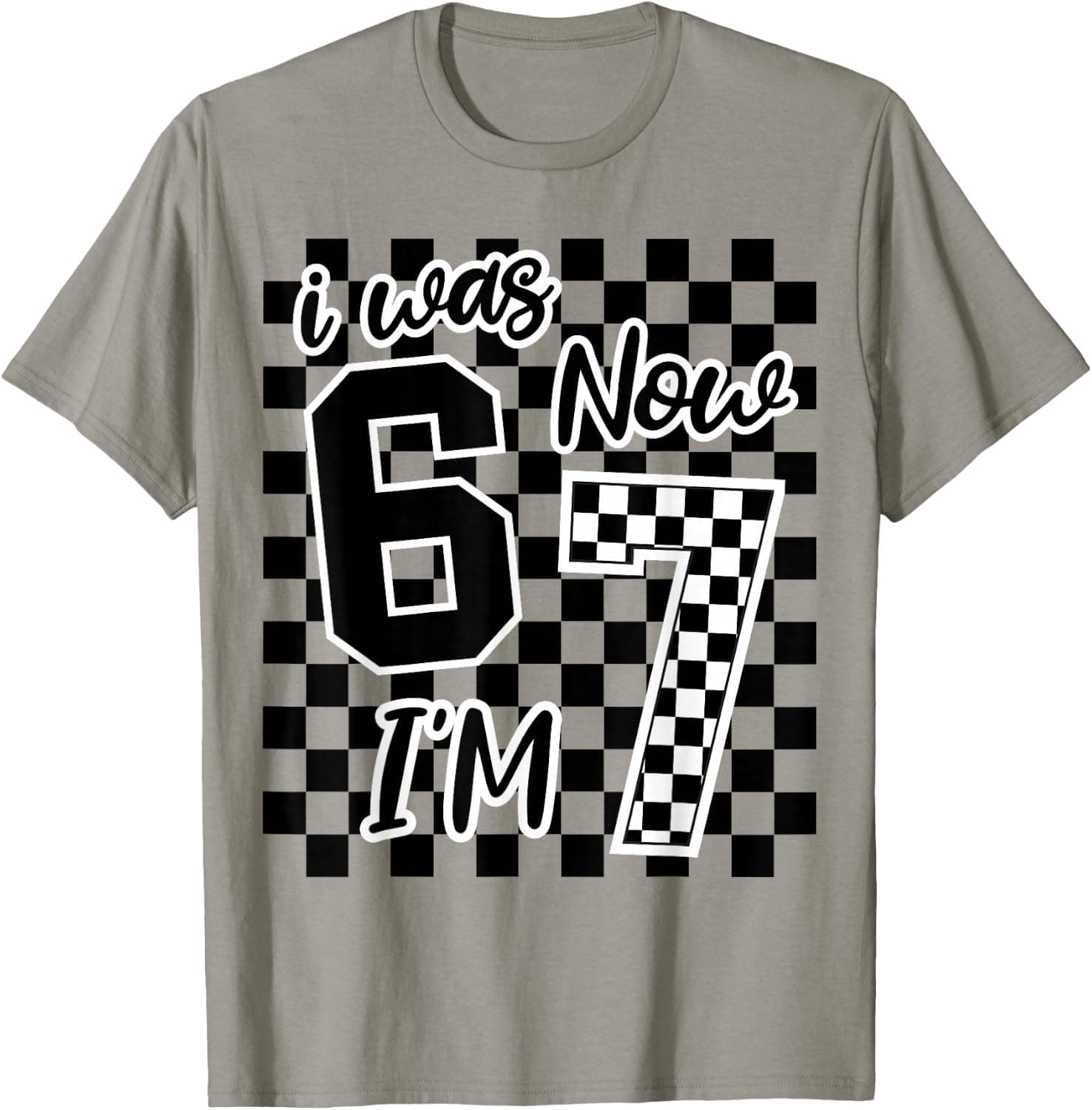 Checkered I was 6 Now I'm 7 Birthday Seven Years Old Bday T-Shirt - Trending POD product with BSR 107,492