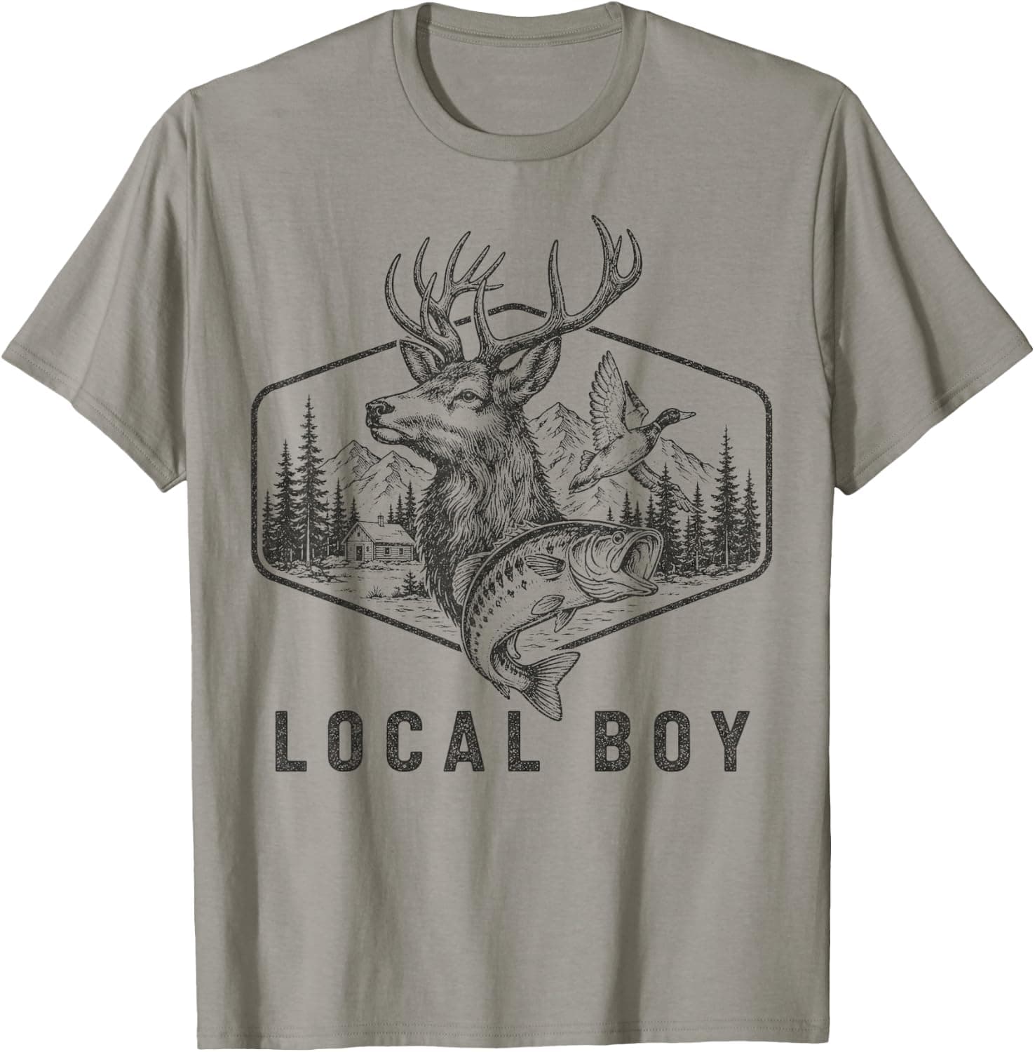 Local Boy Deer Duck Fishing Camo Hunting Youth Teens Kids T-Shirt - Trending POD product with BSR 224,202