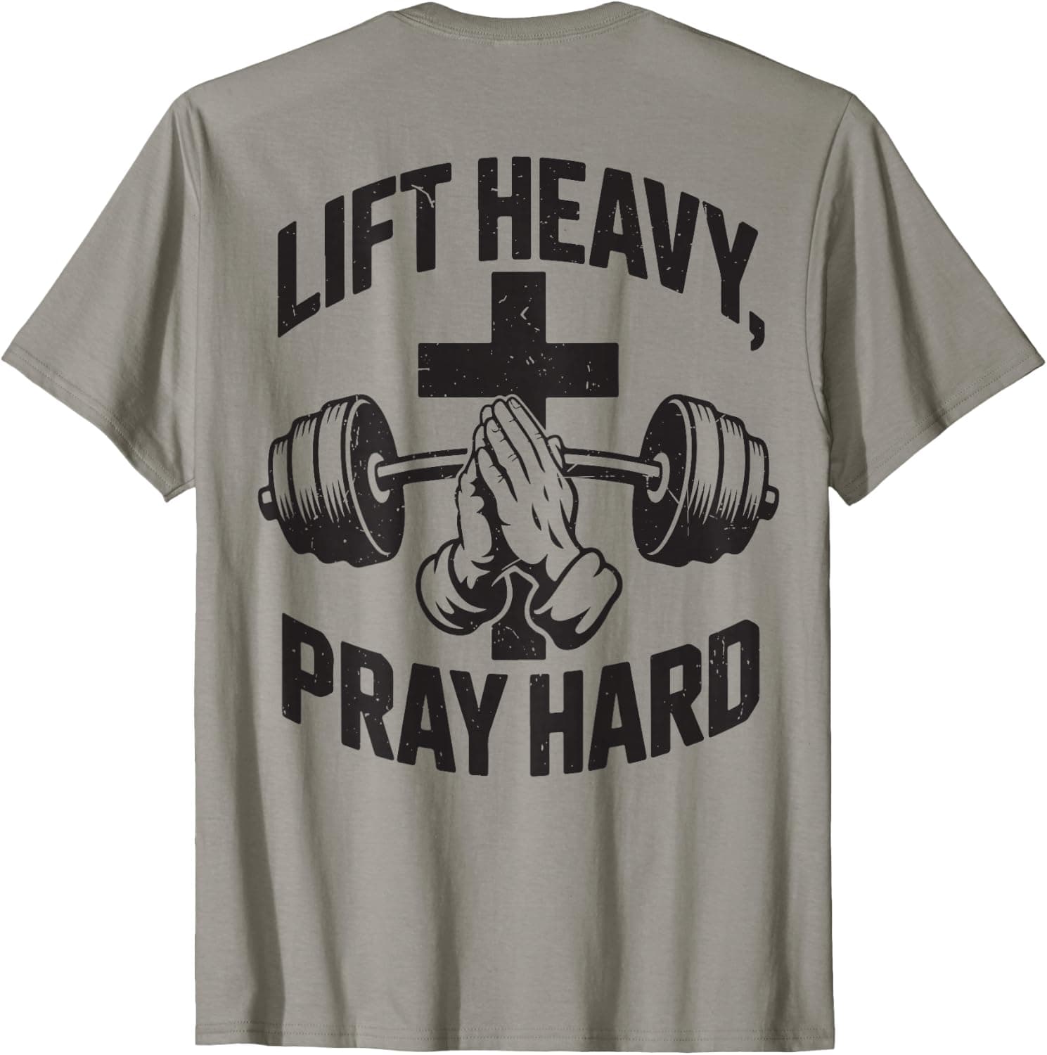 Lift Heavy Pray Hard Workout Christian Lifting Jesus Gym God T-Shirt - Trending POD product with BSR 154,670
