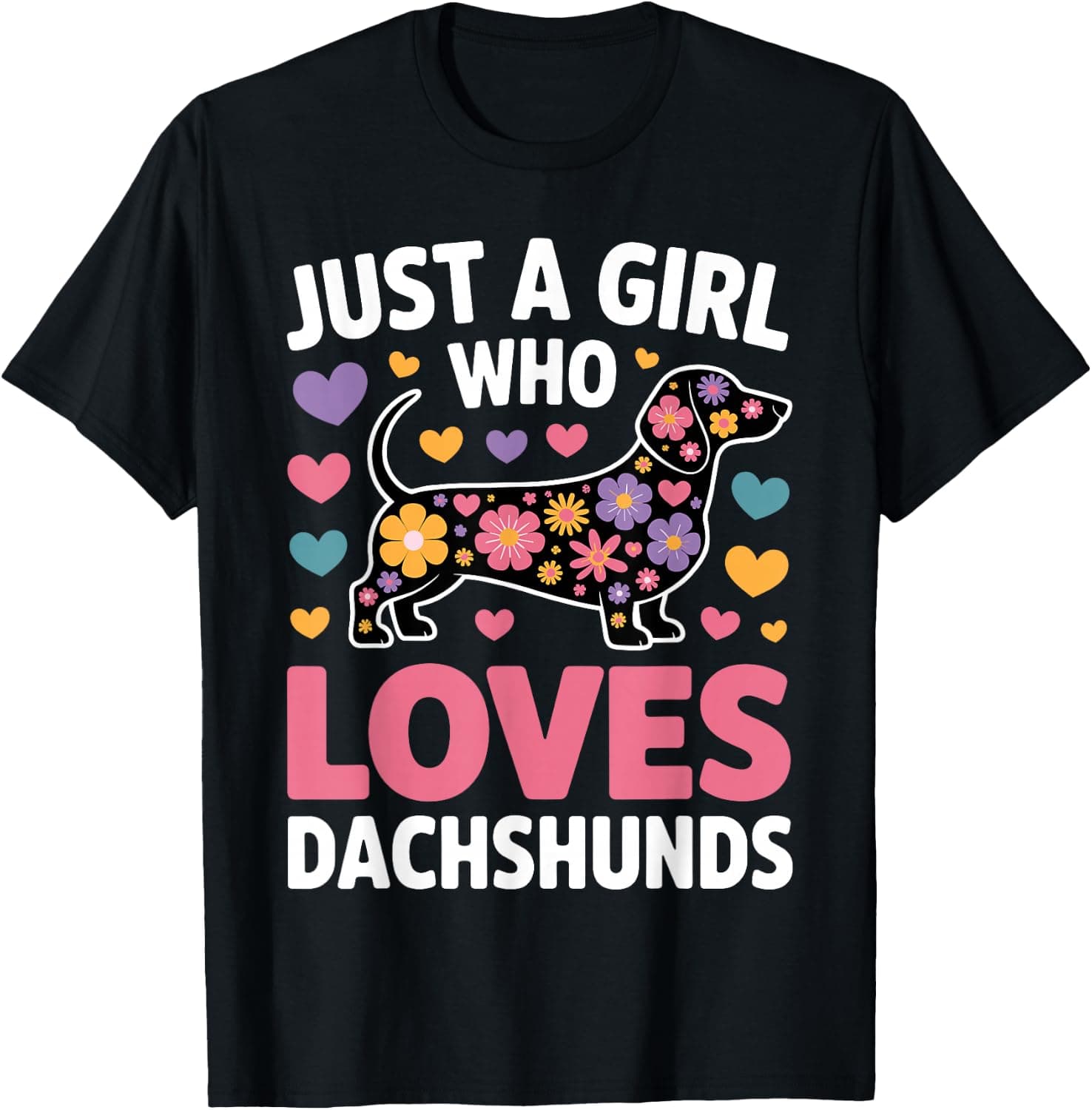 Cute Dachshund Art for Girl Women Weenie Dog Dachshund Lover T-Shirt - Trending Amazon merch on demand shirt with BSR 1,348,755