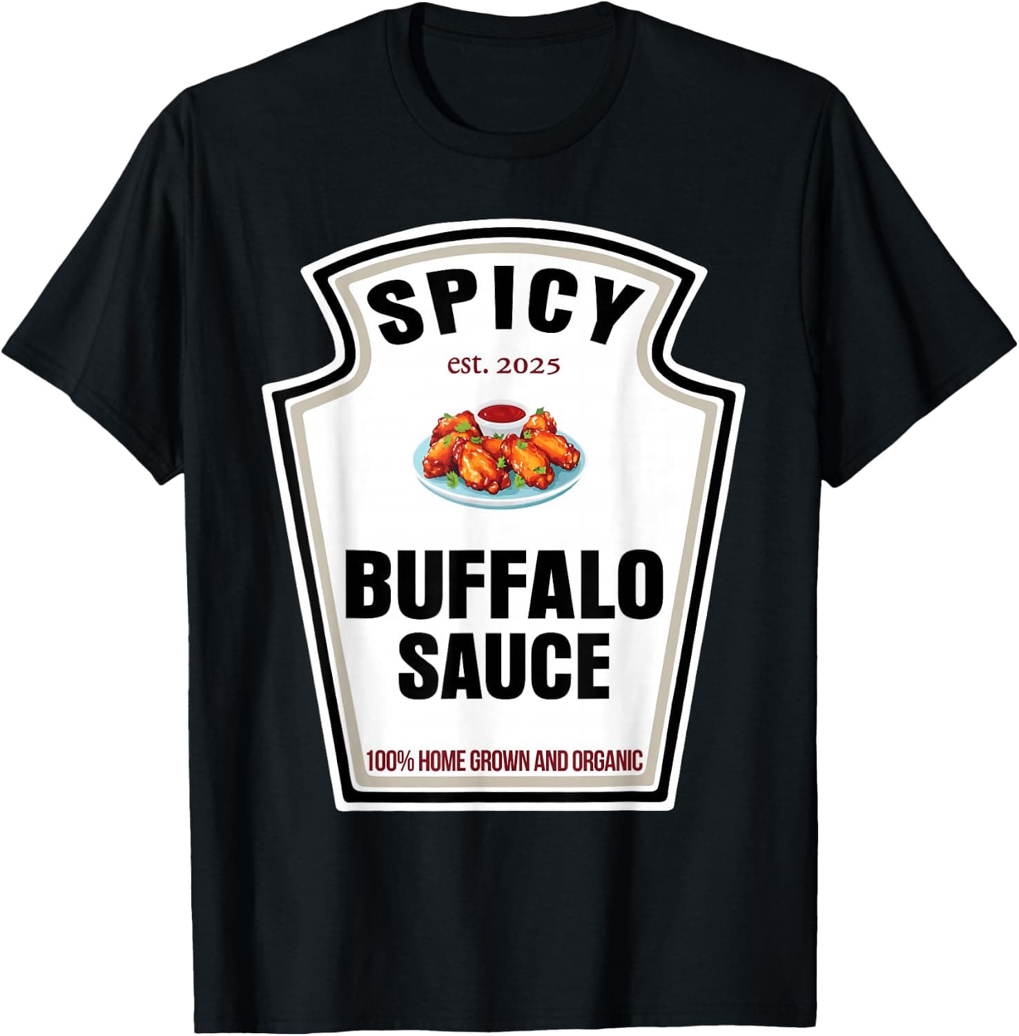Spicy Buffalo Sauce Condiment Spice Costume Party Matching T-Shirt - Trending Amazon merch on demand shirt with BSR 2,359,555