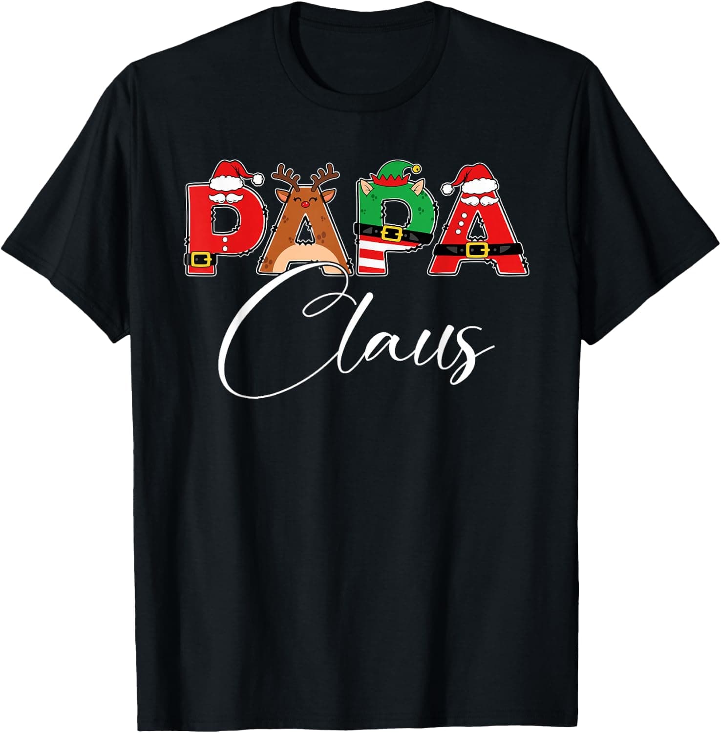 Papa Claus Xmas Christmas Lights Pajama Family Matching T-Shirt - Trending Amazon merch on demand shirt with BSR 1,513,609