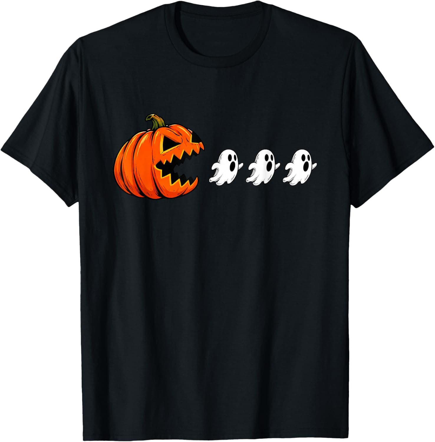 Funny Halloween Pumpkin Eating Ghost Gamer Men Boy Girl Kids T-Shirt - Trending POD product with BSR 108,317