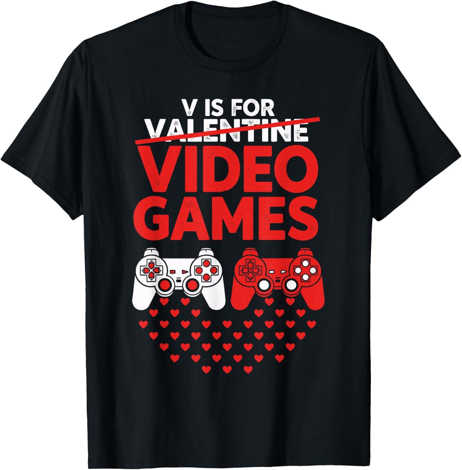 V is for Video Games Valentines Gamer Boys Men Kids Woman T-Shirt - Trending POD product with BSR 295,957