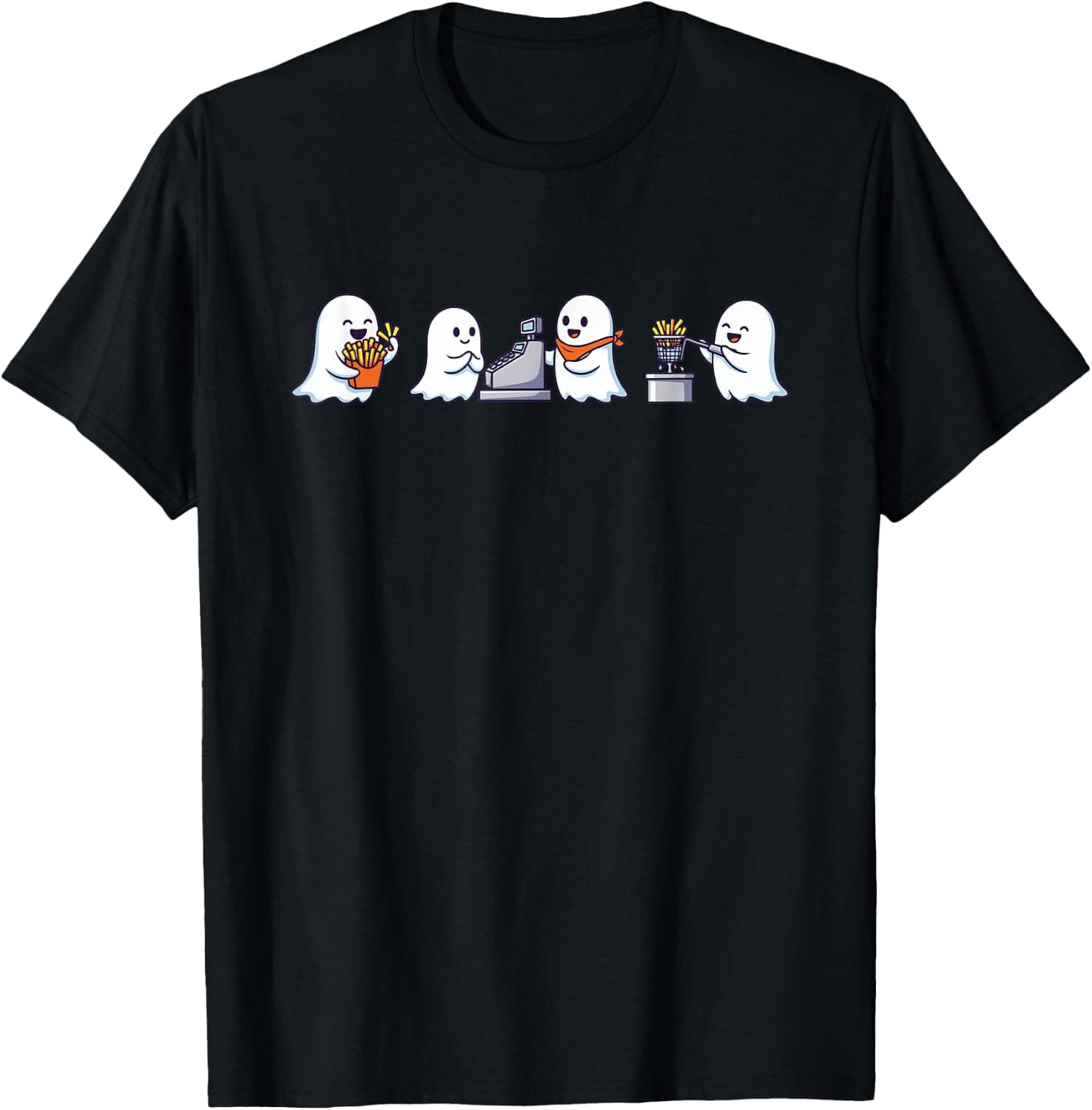 Funny French Fries Ghost Halloween Costume Spooky Month T-Shirt - Trending Amazon merch on demand shirt with BSR 1,343,876
