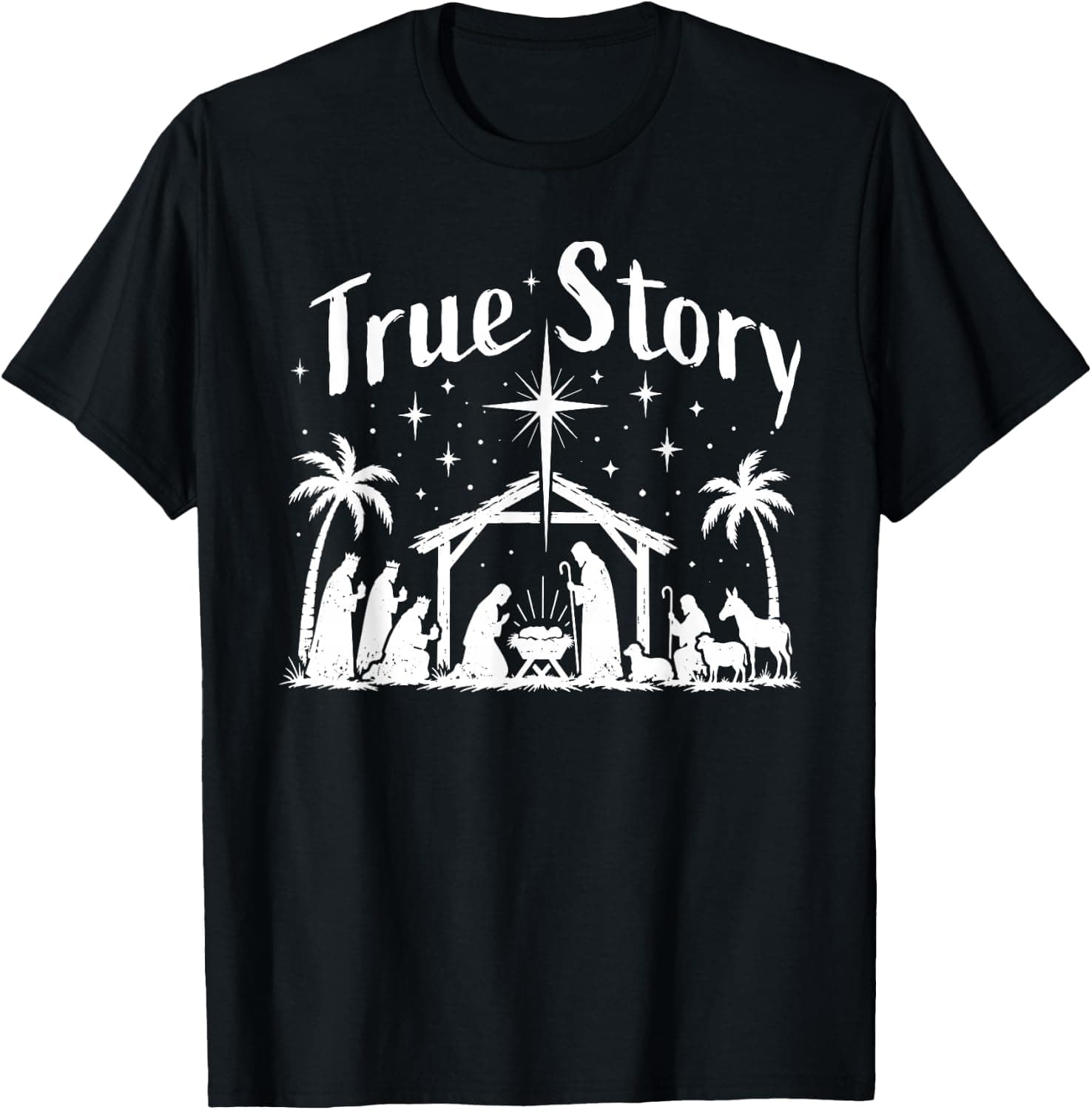 True Story Mery Chriatmas Jesus Family Xmas Men Women Kids T-Shirt - Trending Amazon merch on demand shirt with BSR 2,893,787