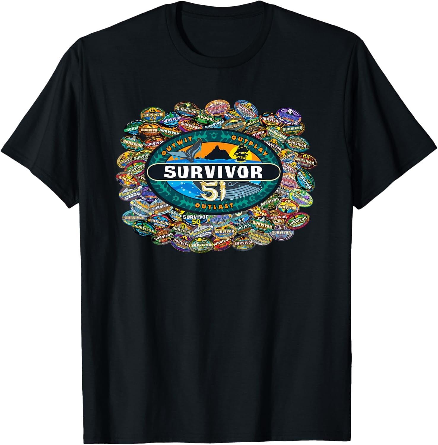 Survivor 51 Logo Collage Survivor Season 51 TV Show Merch T-Shirt - Trending Amazon merch on demand shirt with BSR 1,115,724