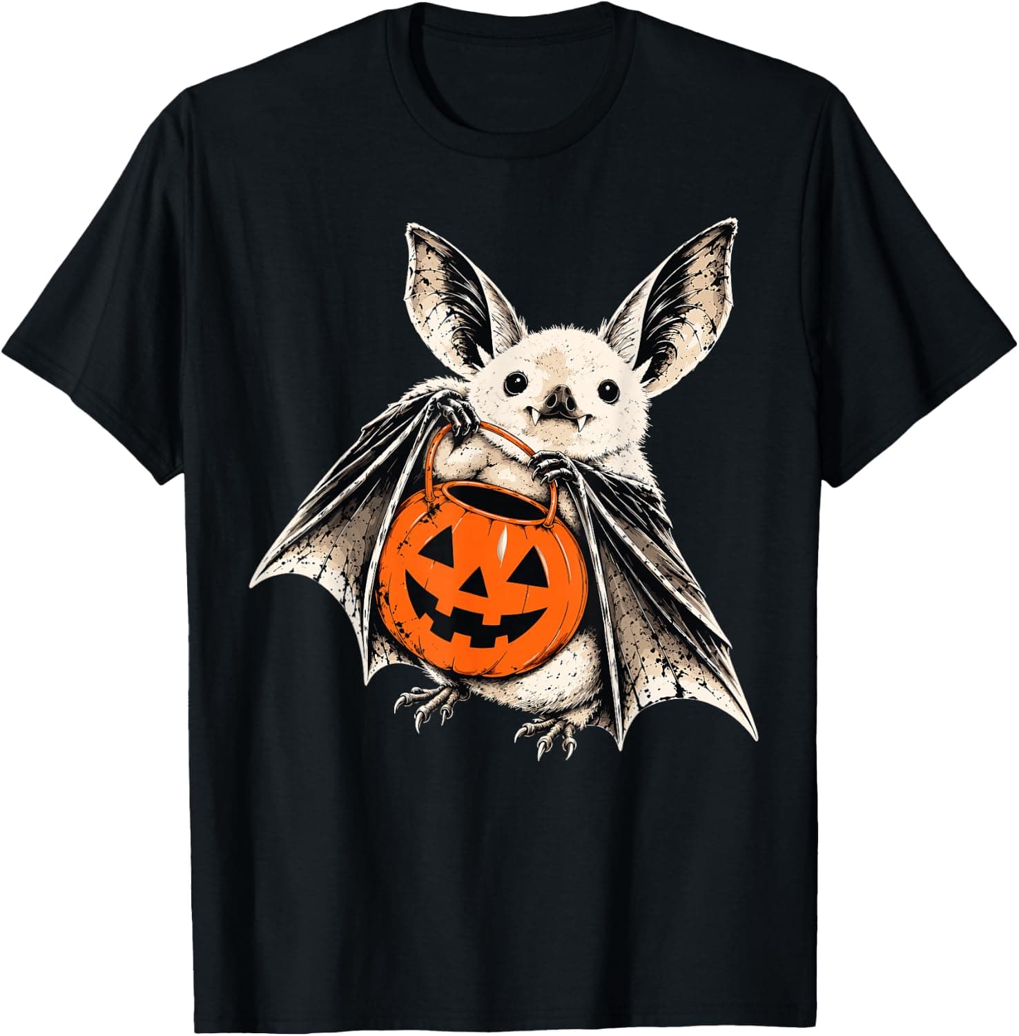 Retro Halloween Bat Spooky Season Bat Jack O Lantern T-Shirt - Trending Amazon merch on demand shirt with BSR 1,305,967