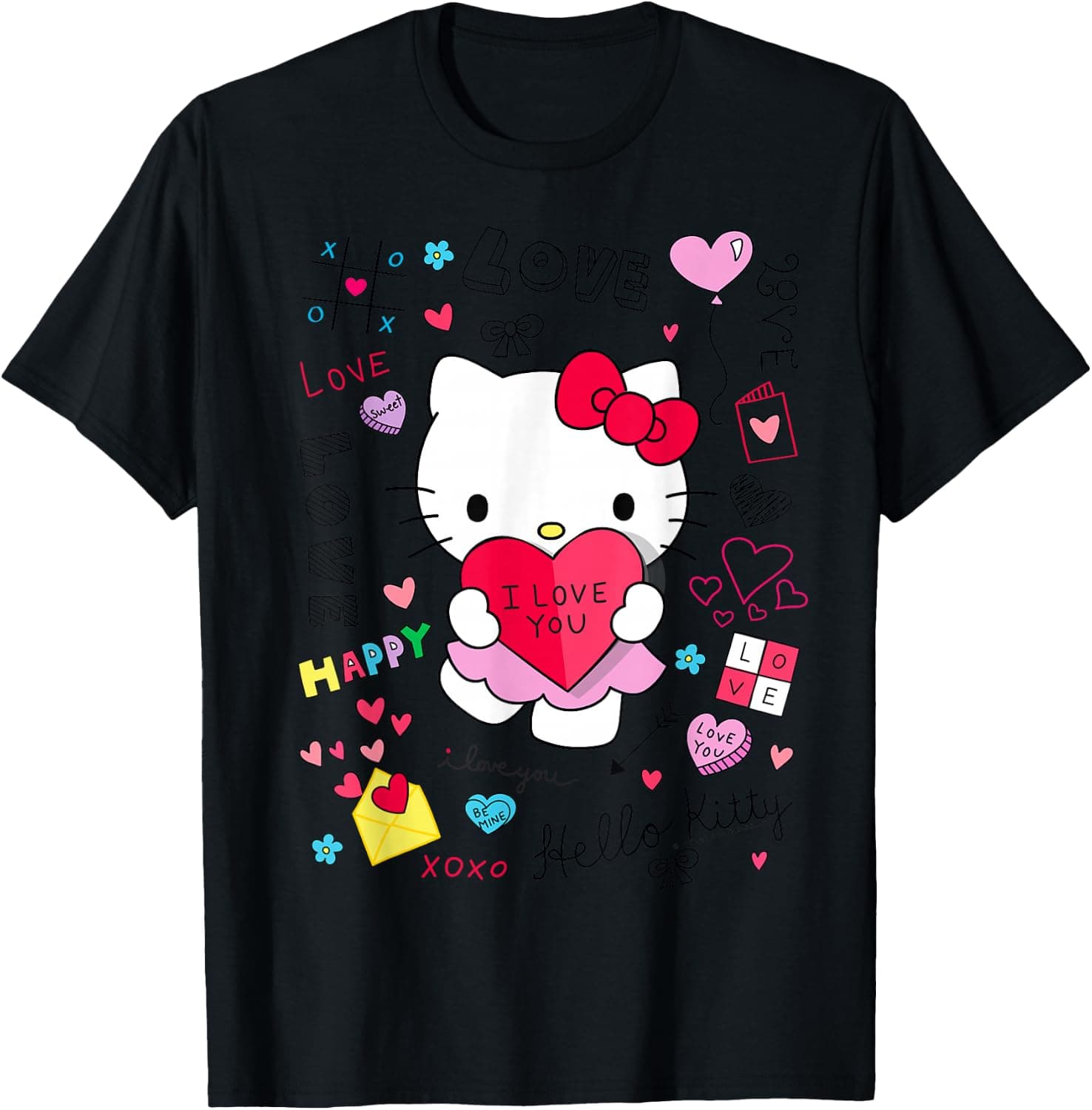 Hello Kitty Love Notes Valentine Tee Shirt T-Shirt - Trending POD product with BSR 114,575