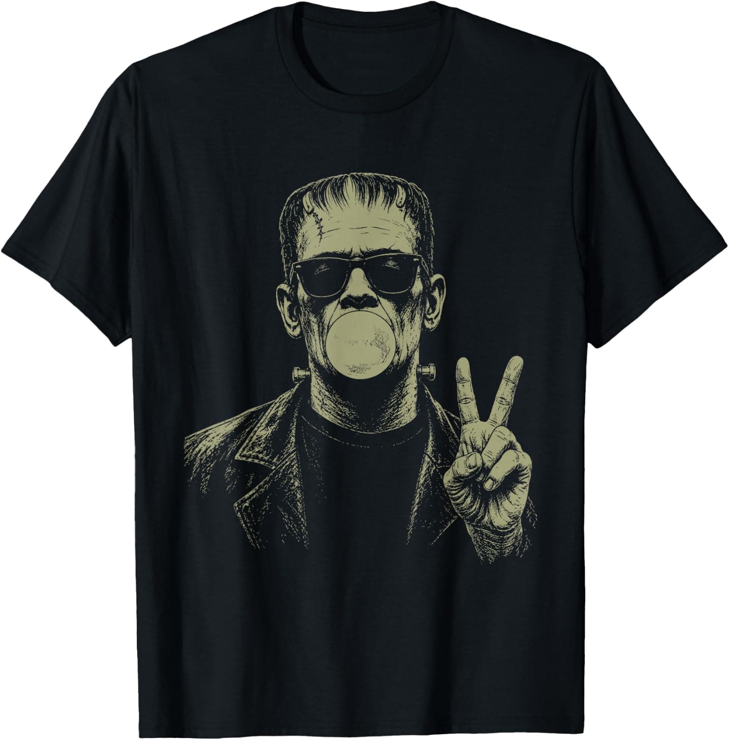 Vintage 90s Frankenstein Blowing Bubblegum Heart Sunglasses T-Shirt - Trending POD product with BSR 59,088