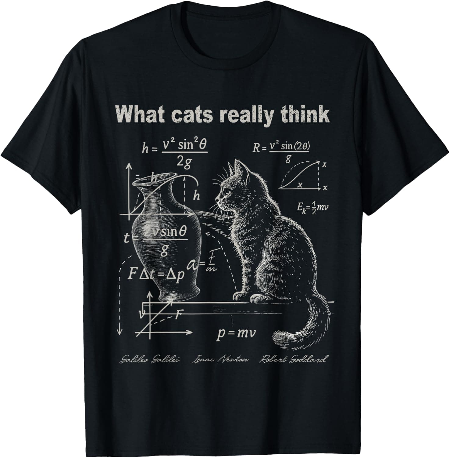 Funny Cat Physics Humor Design What Cats Really Think T-Shirt - Trending POD product with BSR 117,288