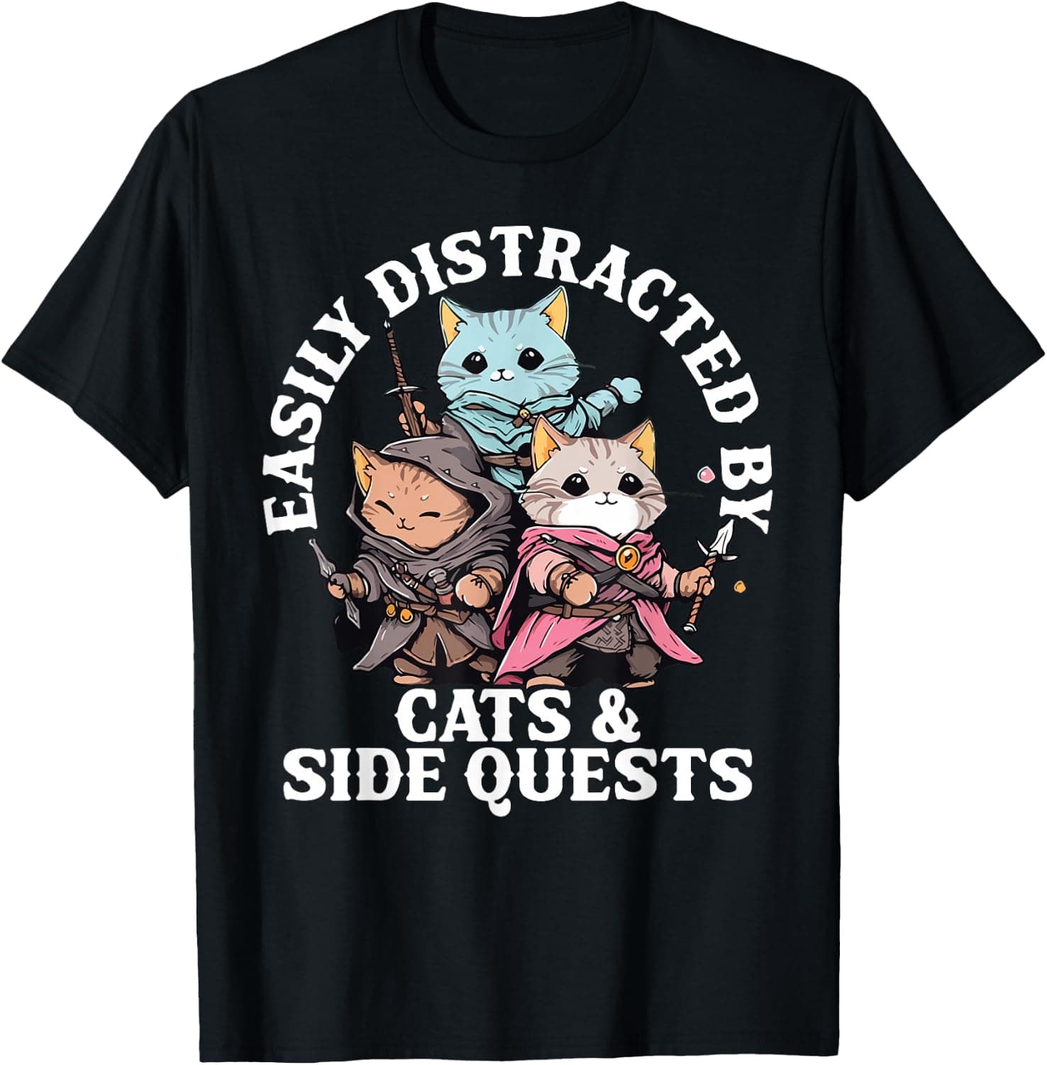 Cats Side Quest Distracted Tabletop Funny Men Women Kids Dad T-Shirt - Trending POD product with BSR 123,488