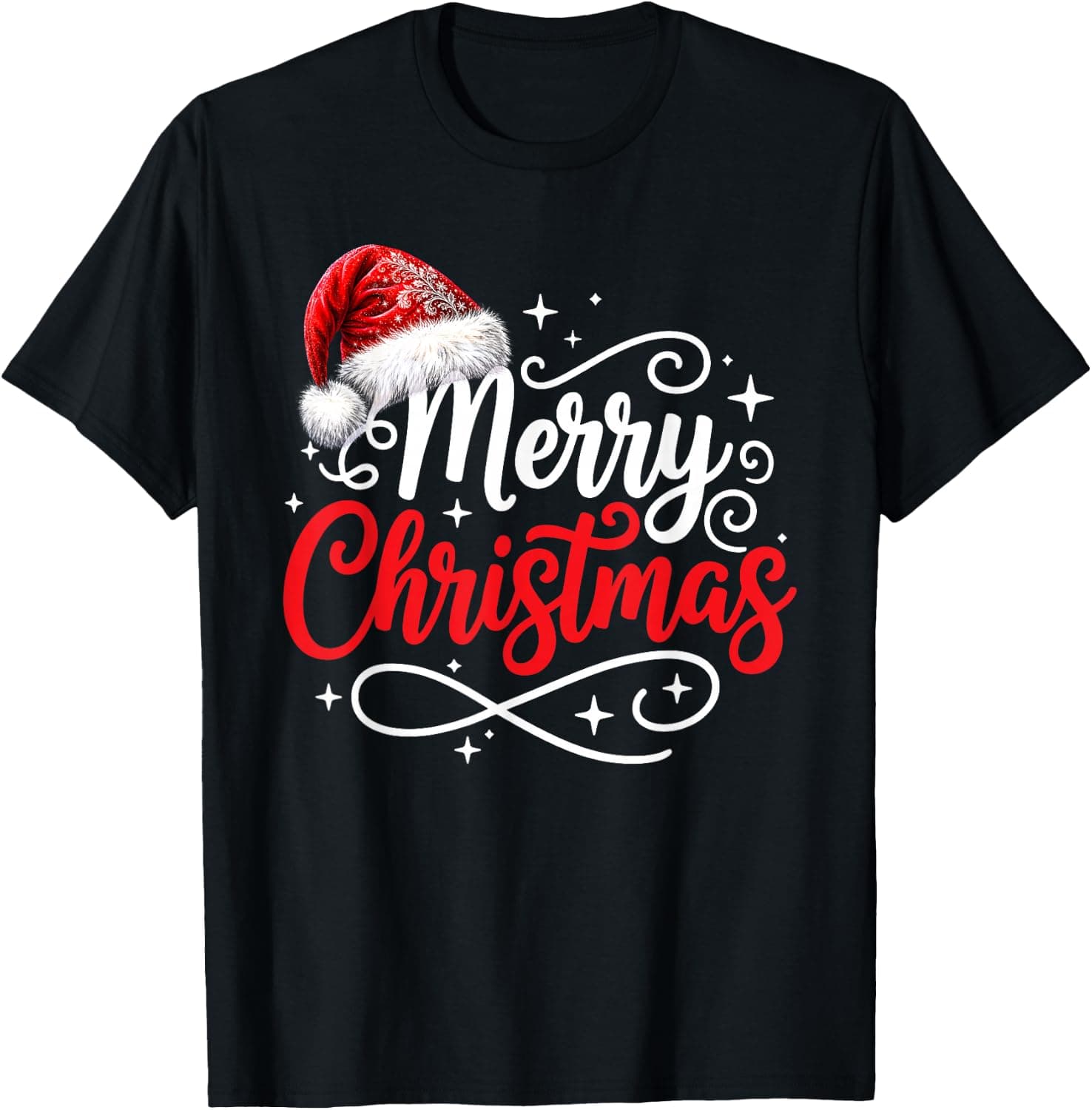 Merry Christmas Santa Hat Family Xmas Holiday Men Women Kids T-Shirt - Trending Amazon merch on demand shirt with BSR 1,042,785