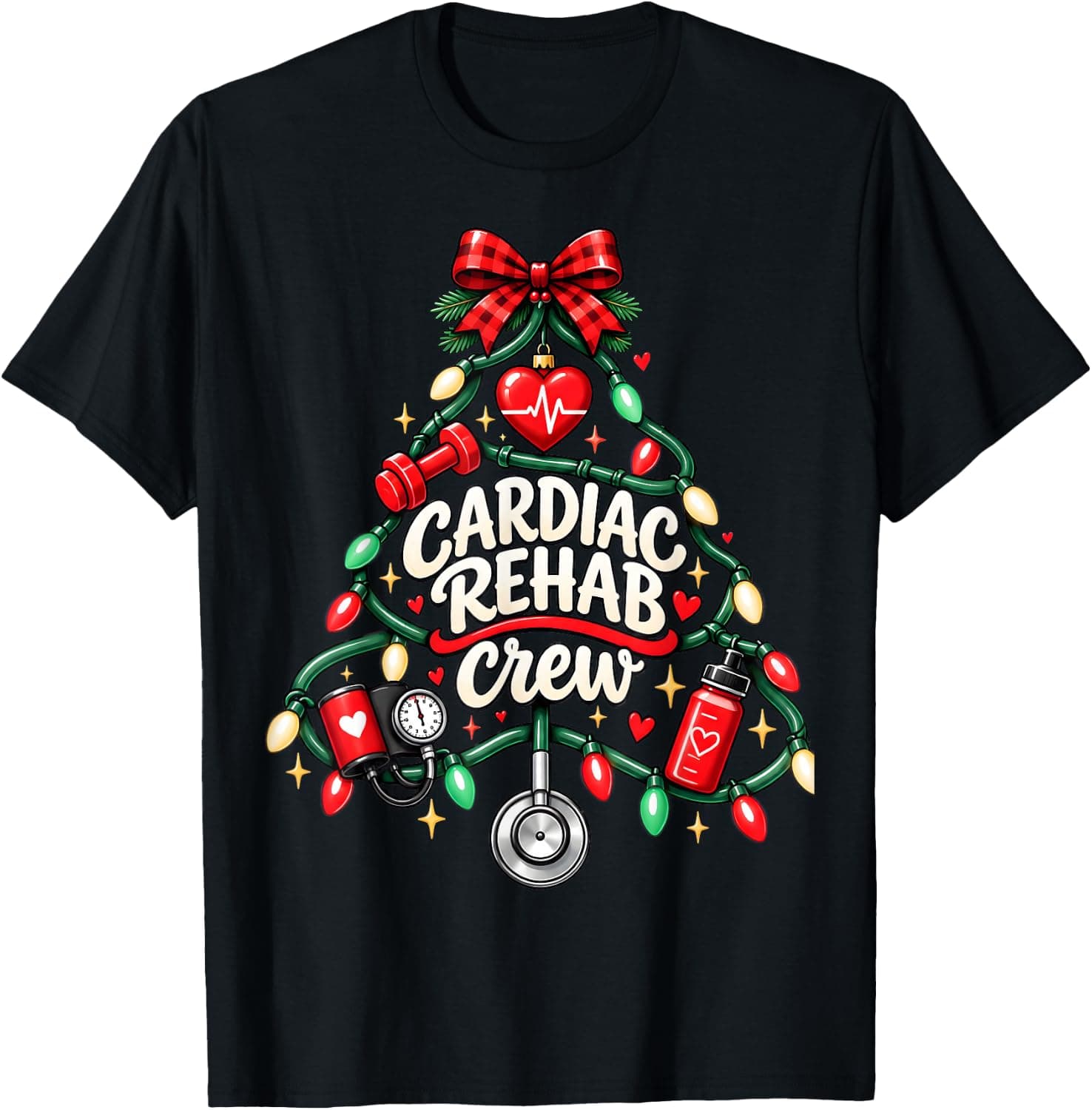Cardiac Rehab Crew Nurse Christmas Tree Cardiologist Xmas T-Shirt - Trending POD product with BSR 1,355,722