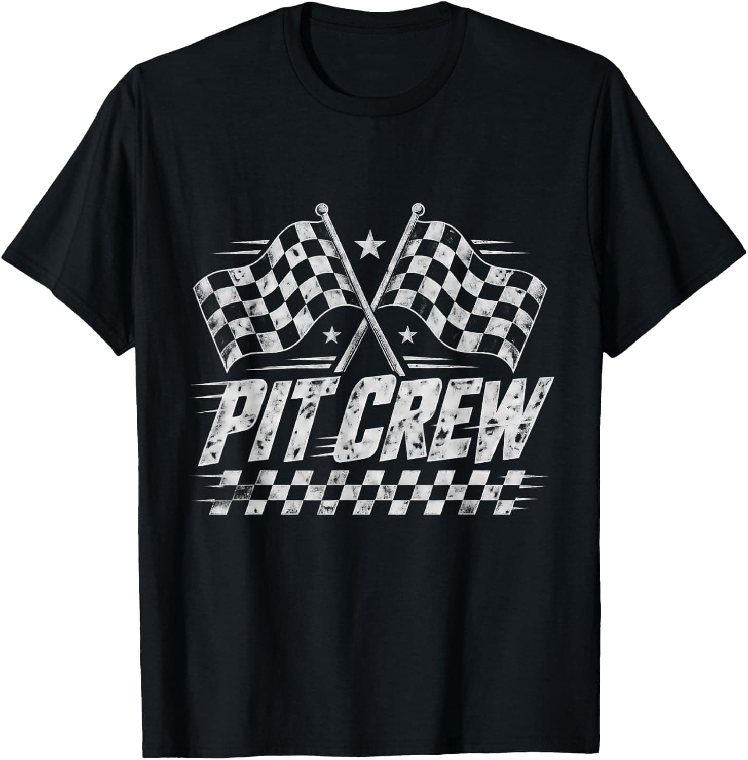 Pit Crew Checkered Racing Flags Distressed Race Car Birthday T-Shirt - Trending POD product with BSR 540,657