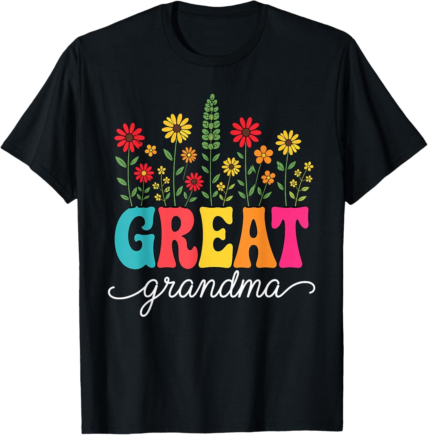 Great Grandma Art for Women Mothers Day Grandkids Floral T-Shirt - Trending Amazon merch on demand shirt with BSR 1,685,255