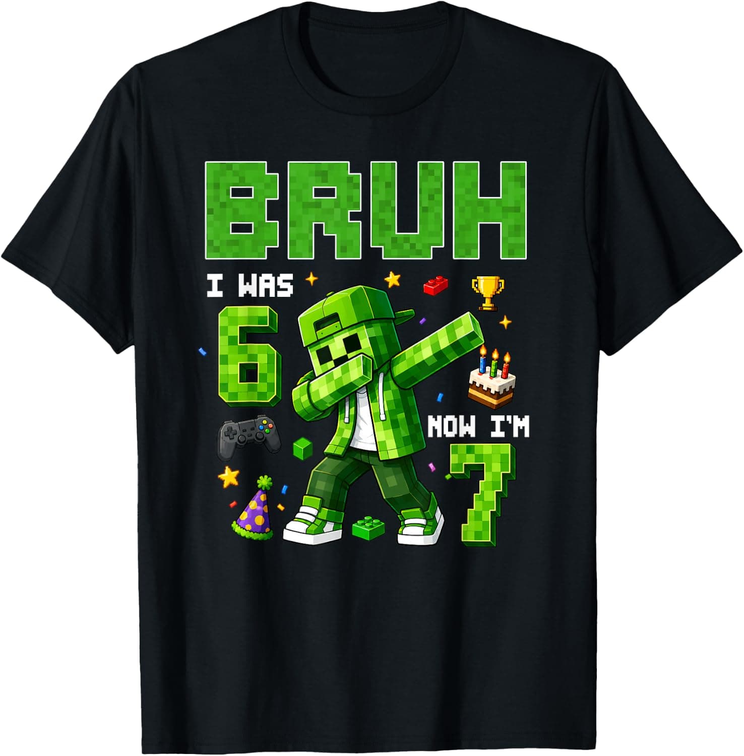 Bruh I was 6 Now I'm 7 7th Birthday 6 7 Boys Gaming Kids T-Shirt - Trending POD product with BSR 1,090,585