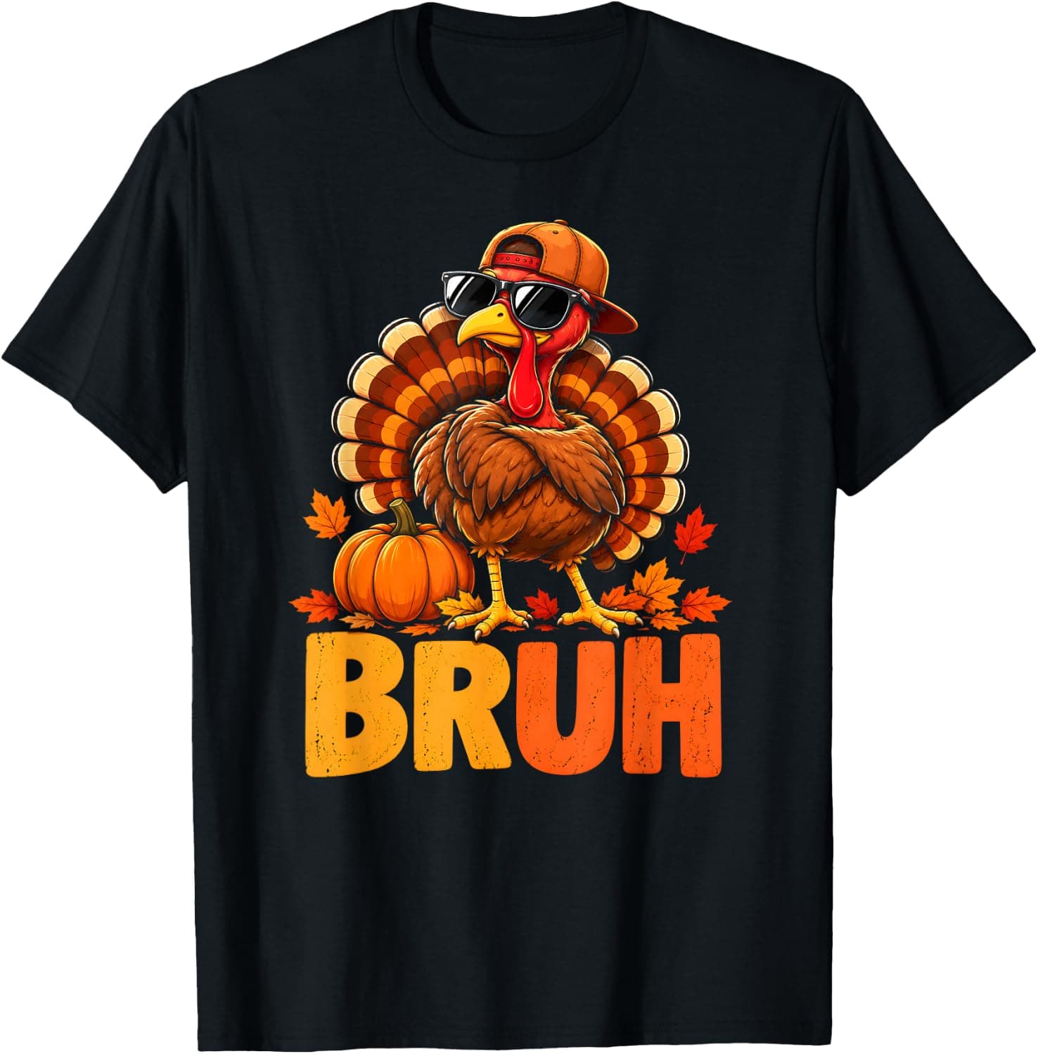 Bruh Turkey Funny Thanksgiving Gobble Kids T-Shirt - Trending Amazon merch on demand shirt with BSR 1,310,567