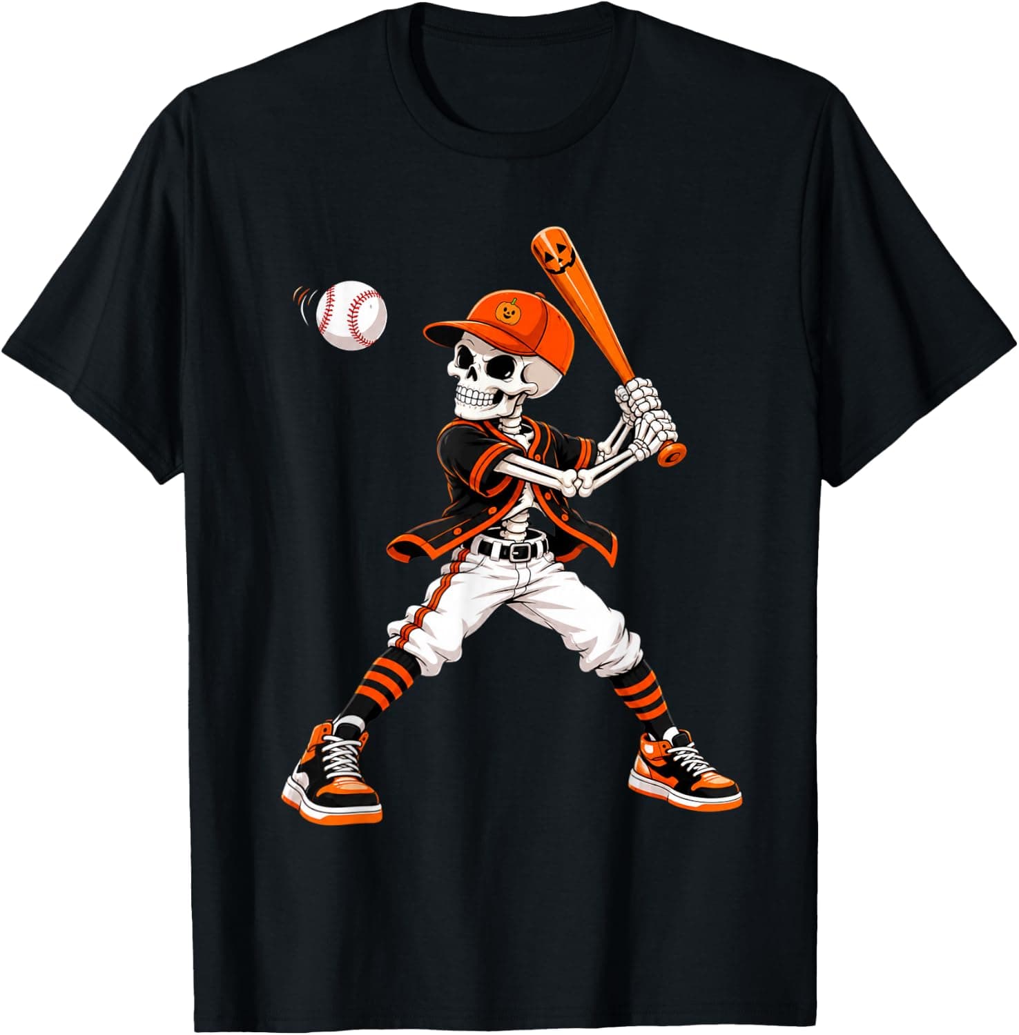 Boys Halloween Kids Baseball Funny Skeleton Spooky Pumpkin T-Shirt - Trending POD product with BSR 1,277,525