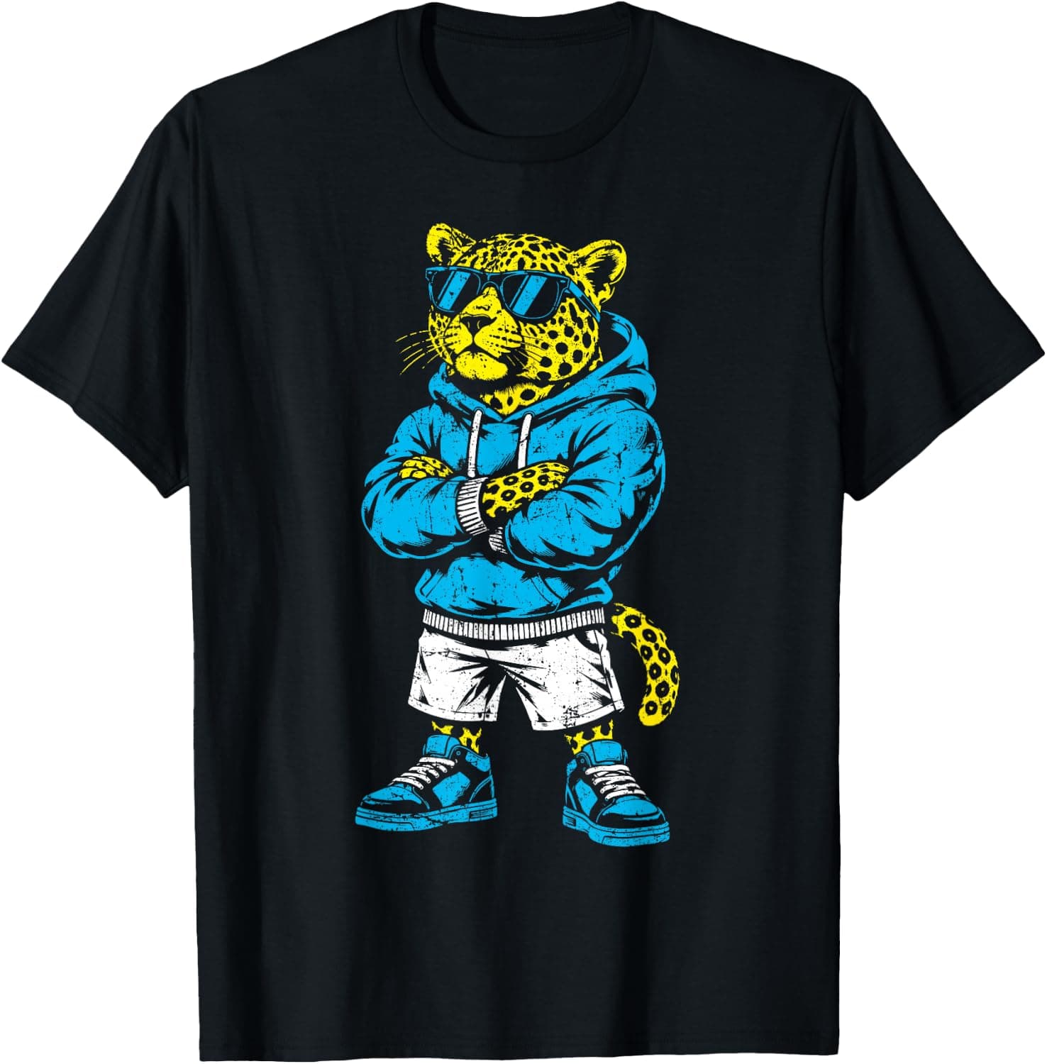 Funny Retro Jaguar with Sunglasses Cool for Men Boy Kids T-Shirt - Trending Amazon merch on demand shirt with BSR 1,103,711