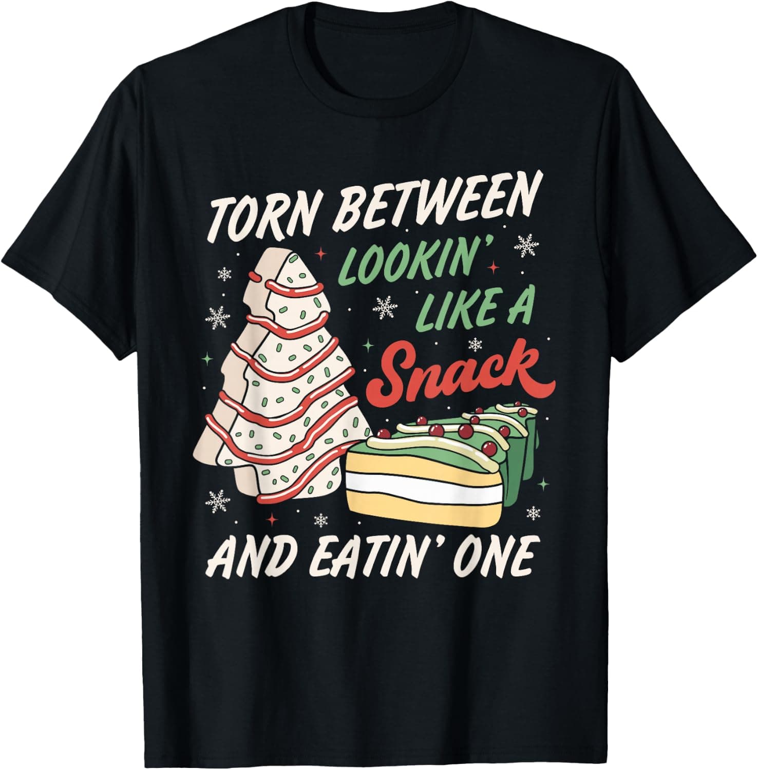 Torn Between Looking Like A Snack Or Eating One Christmas T-Shirt - Trending Amazon merch on demand shirt with BSR 1,275,629
