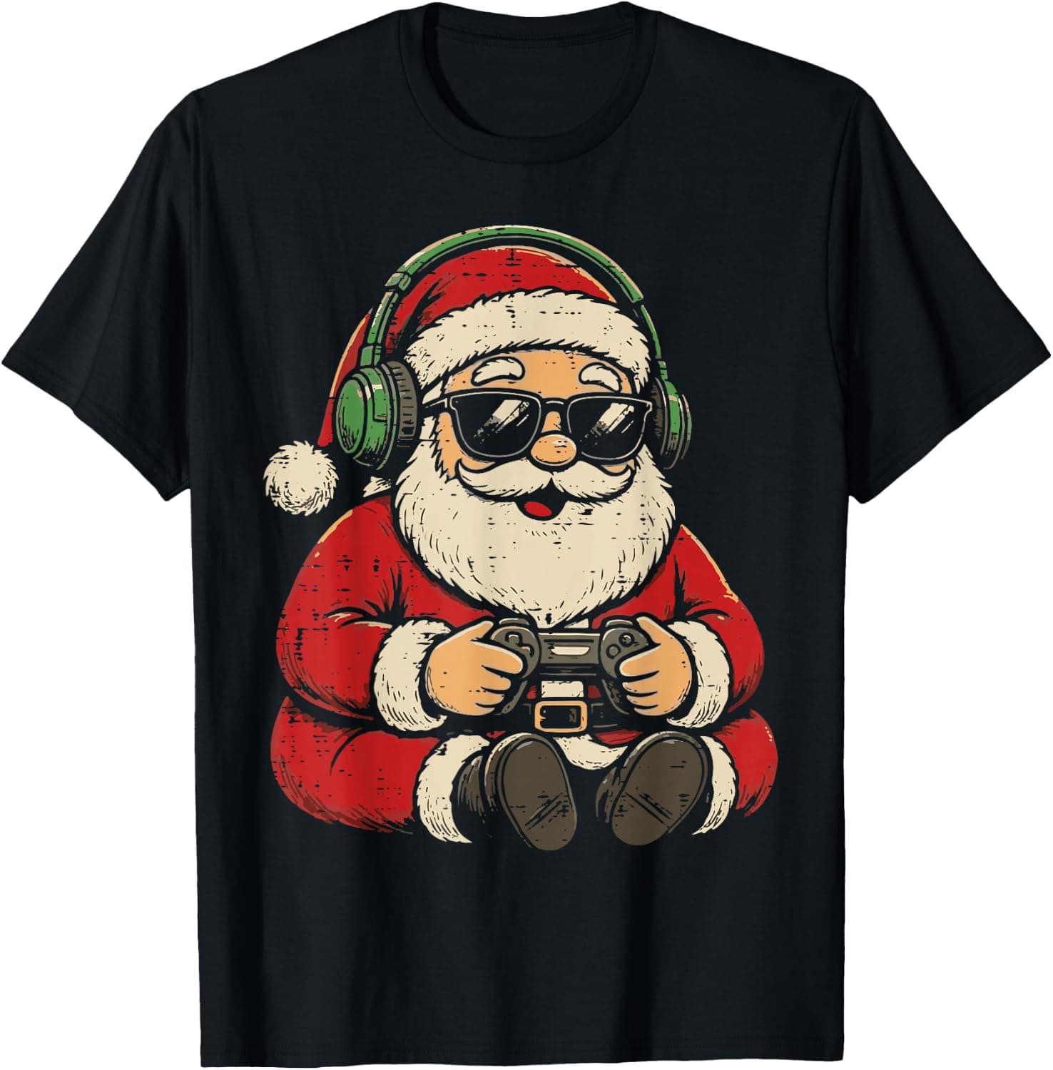Christmas Gamer Santa Xmas Video Gaming Men Boys Kids Teens T-Shirt - Trending Amazon merch on demand shirt with BSR 1,216,434