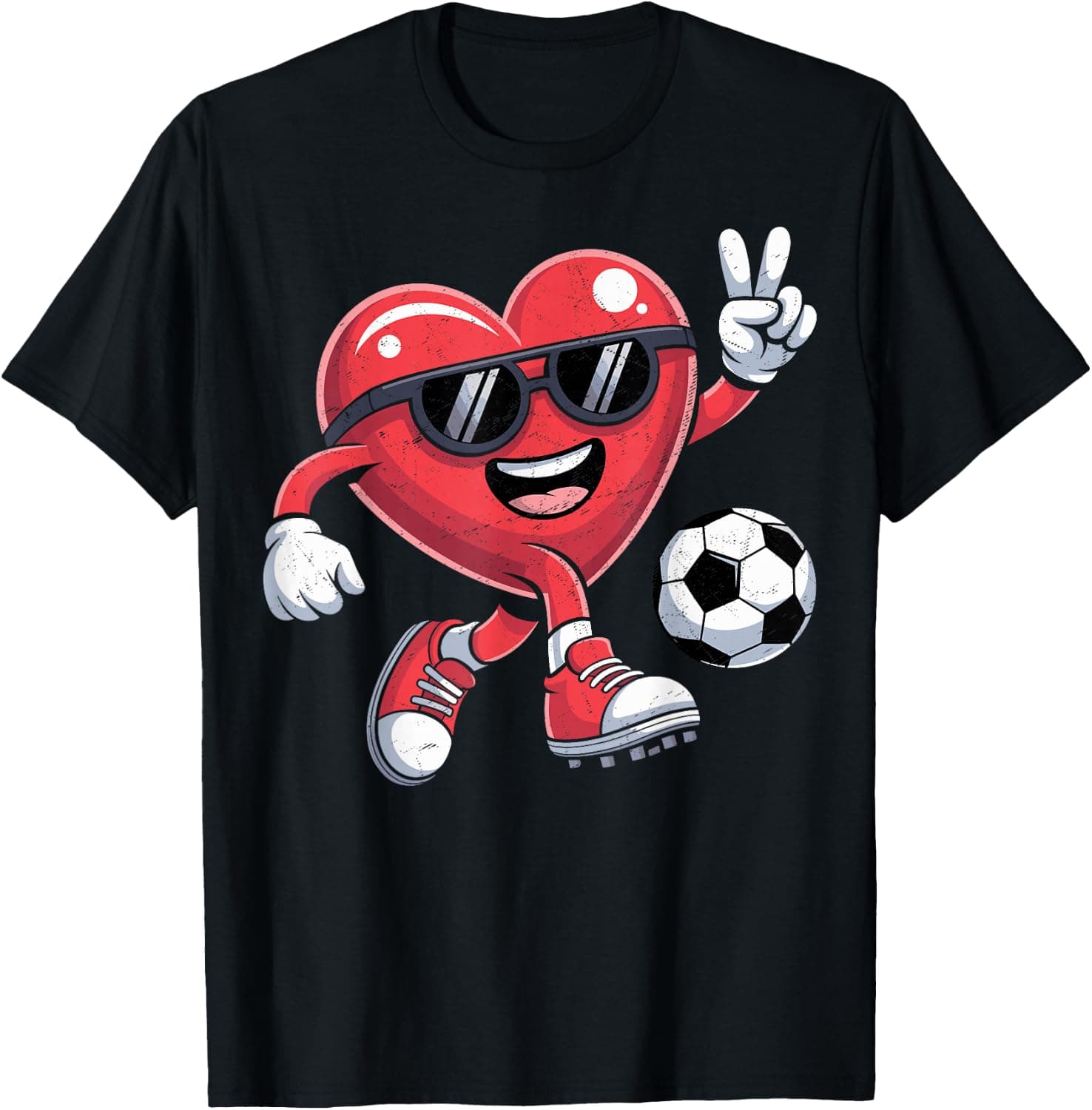 Valentines Day Heart Playing Soccer Boys Men Kids T-Shirt - Trending POD product with BSR 181,902