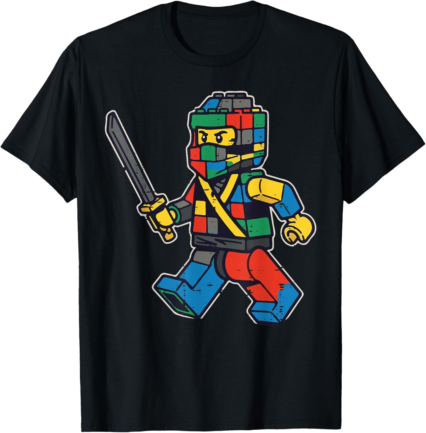 Ninja Building Blocks Sword Cute Bricks Toddler Boys Kids T-Shirt - Trending Amazon merch on demand shirt with BSR 854,250