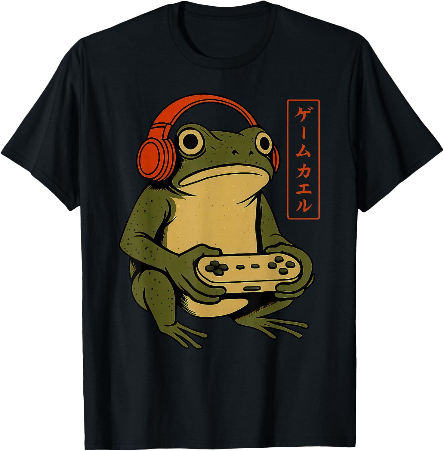 Japanese Gamer Frog Art Men Women Boys Funny Vintage Gaming T-Shirt - Trending POD product with BSR 109,171