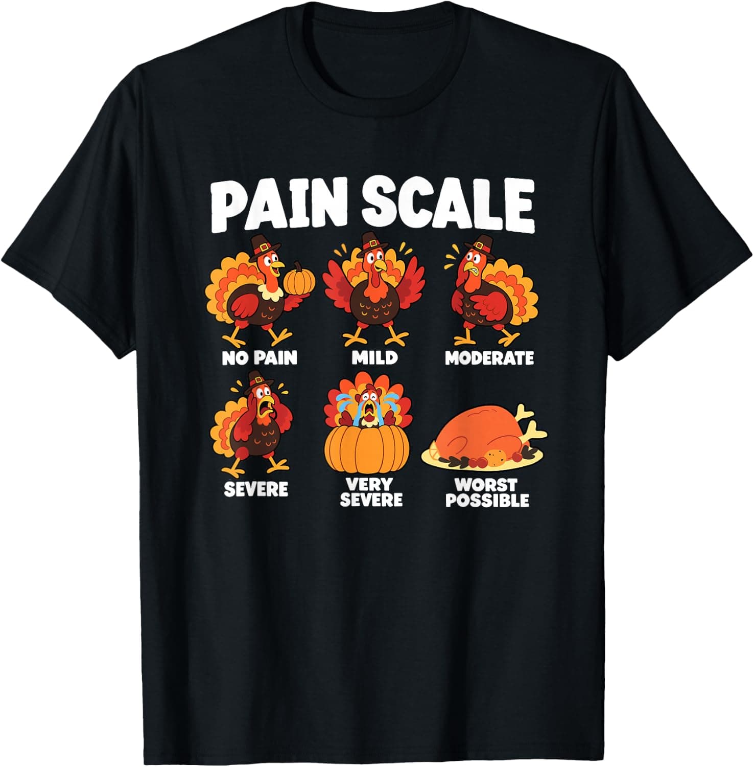 Funny Thanksgiving Nurse Healthcare Turkey Pain Scale Women T-Shirt - Trending Amazon merch on demand shirt with BSR 794,453