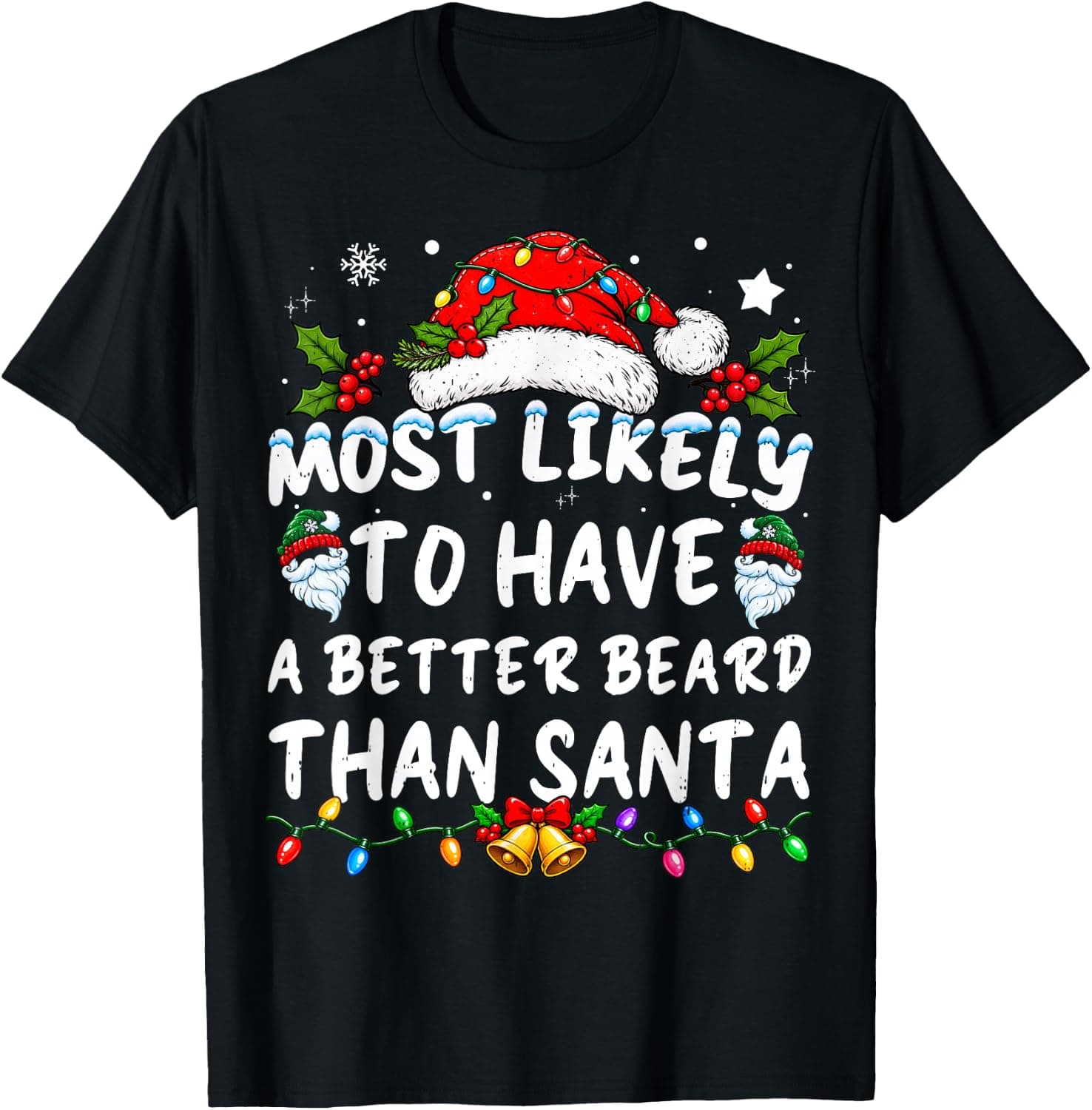 Most Likely to Have A Better Beard Than Santa Christmas T-Shirt - Trending Amazon merch on demand shirt with BSR 2,893,620
