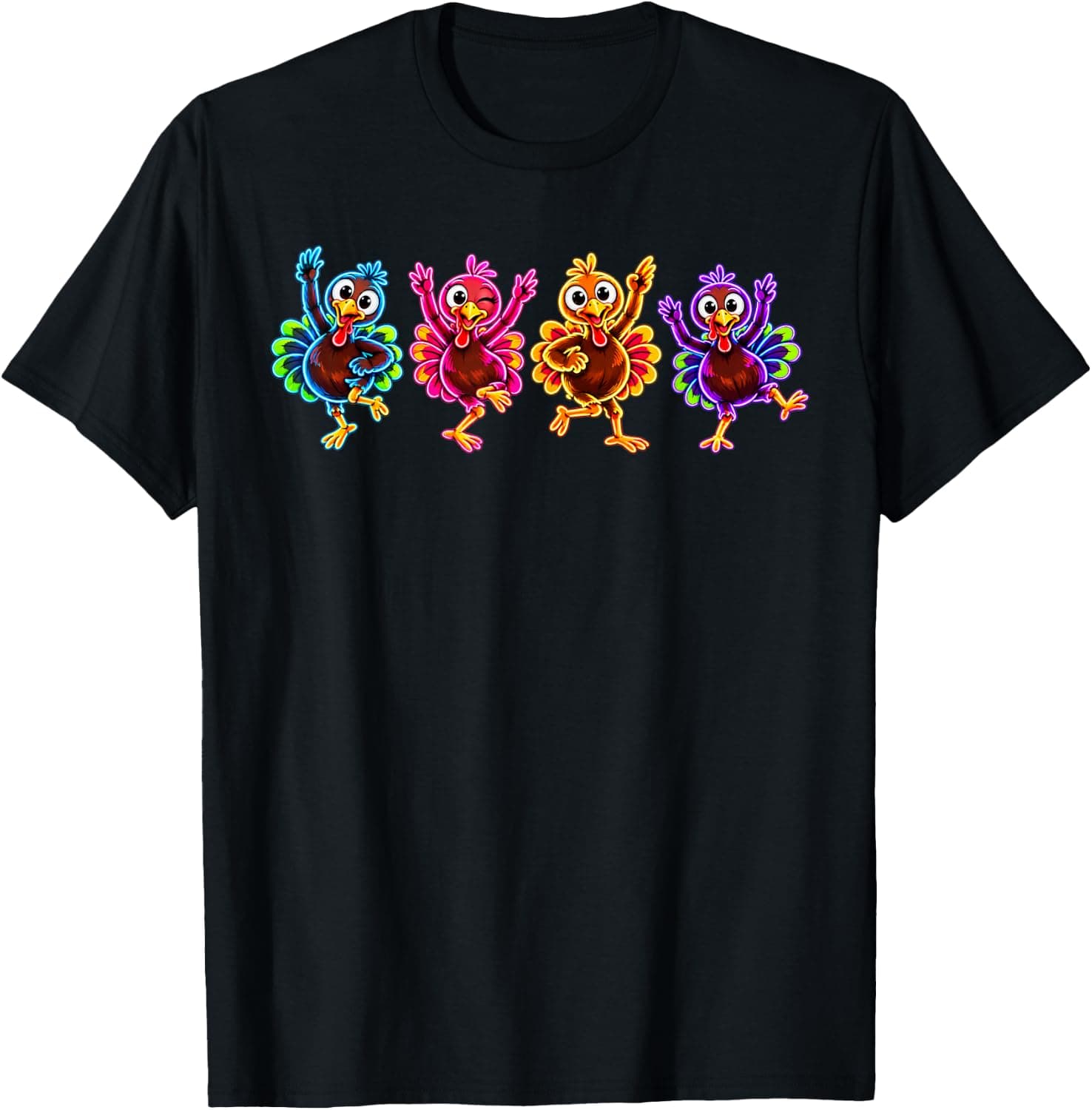 Glow in The Thanksgiving Night Turkey Funny Dancing Turkey T-Shirt - Trending POD product with BSR 1,039,225