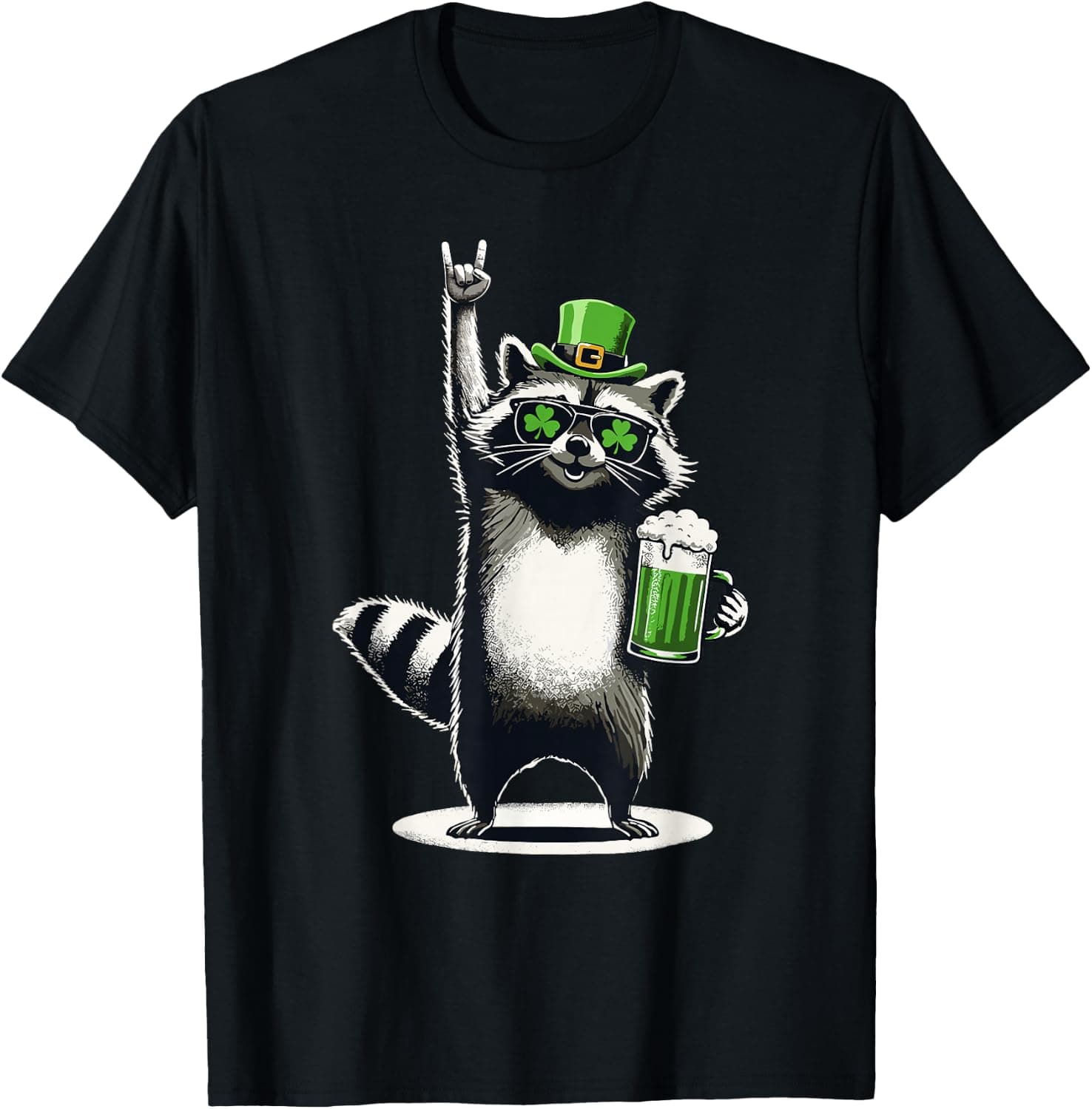Raccoon St Patty's Shamrock Beer Funny St Patrick's Day T-Shirt - Trending POD product with BSR 79,109