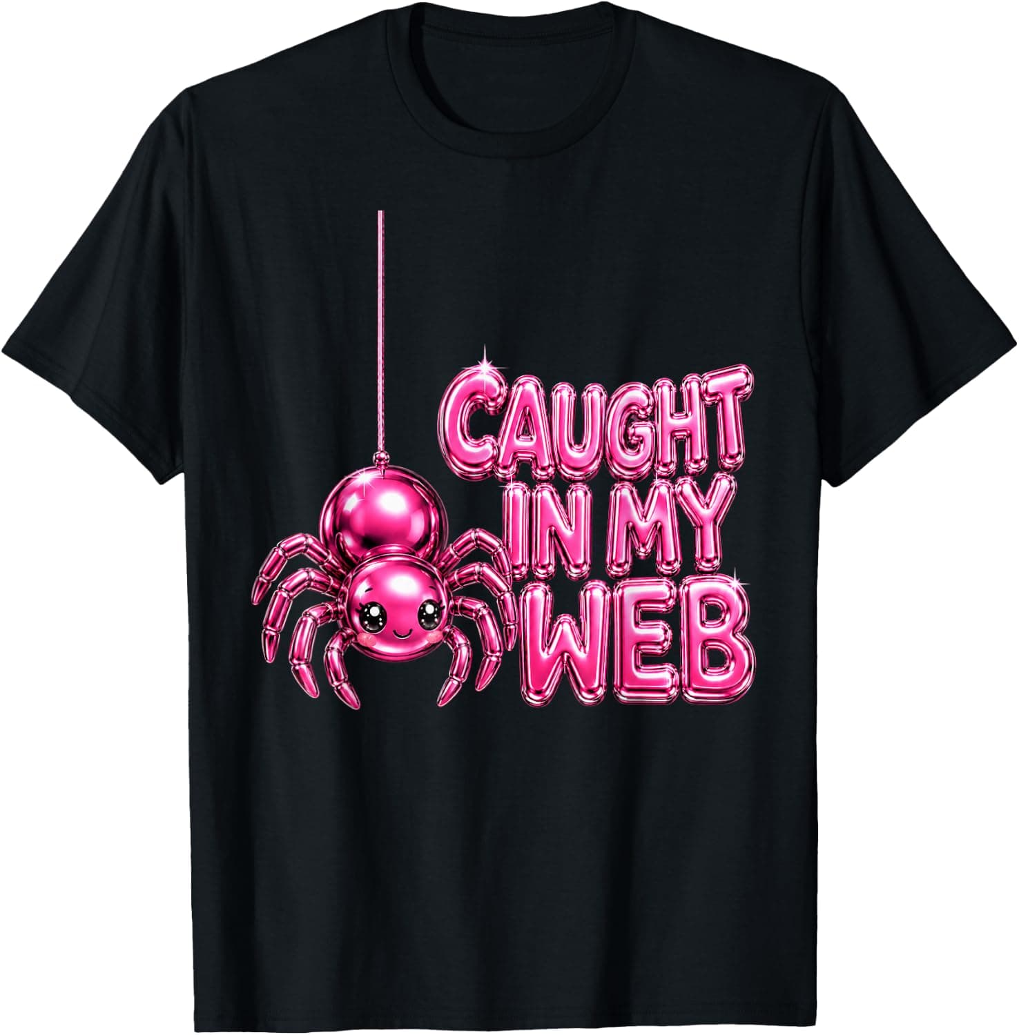 Caught in My Web Halloween Spider Kawaii Pink Spooky Girls T-Shirt - Trending Amazon merch on demand shirt with BSR 3,110,791